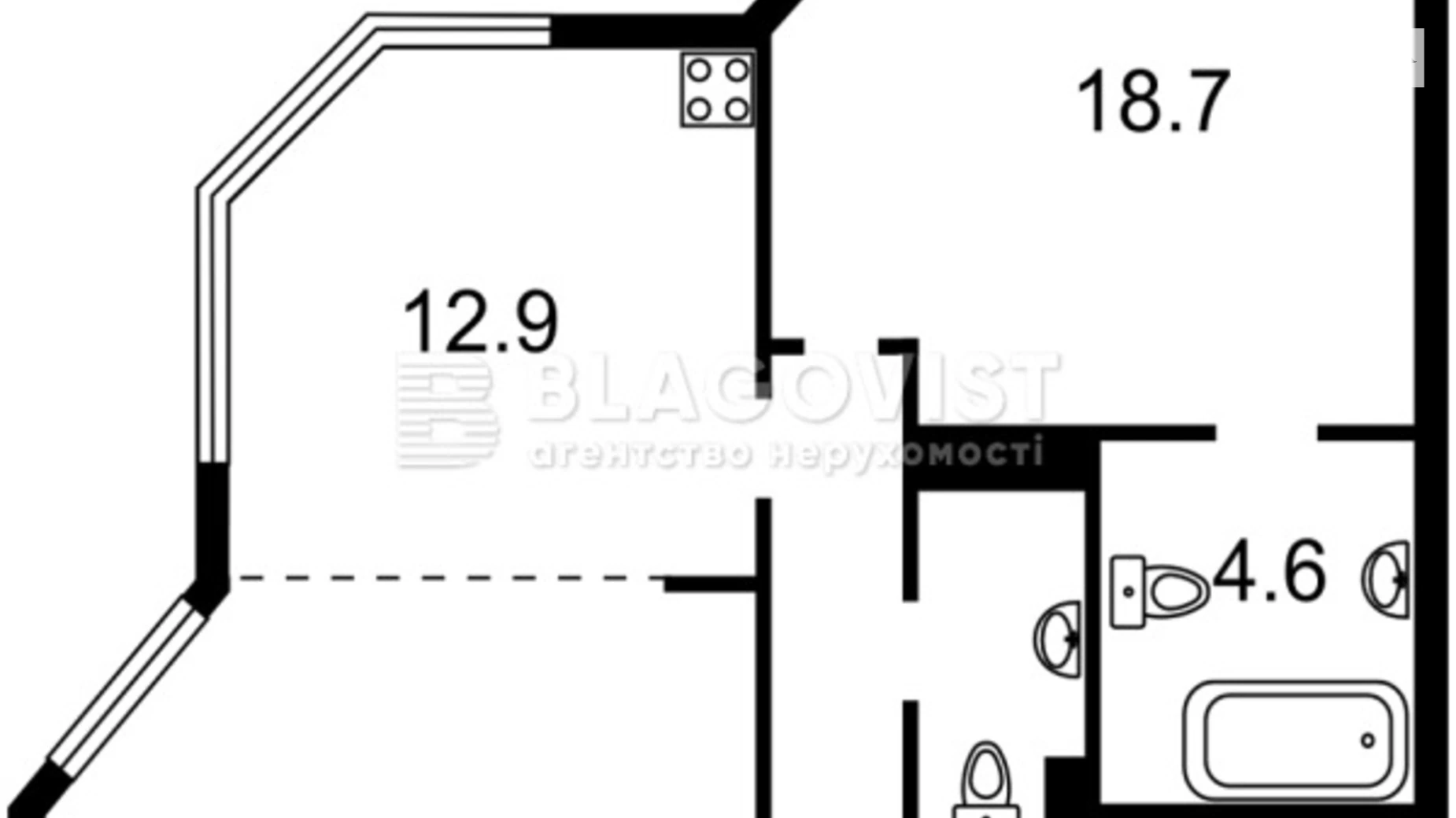 Продается 2-комнатная квартира 74.4 кв. м в Киеве, пер. Нестеровский, 6