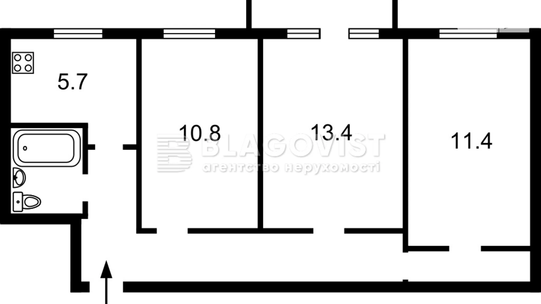 Продається 3-кімнатна квартира 57 кв. м у Києві, просп. Любомира Гузара, 10