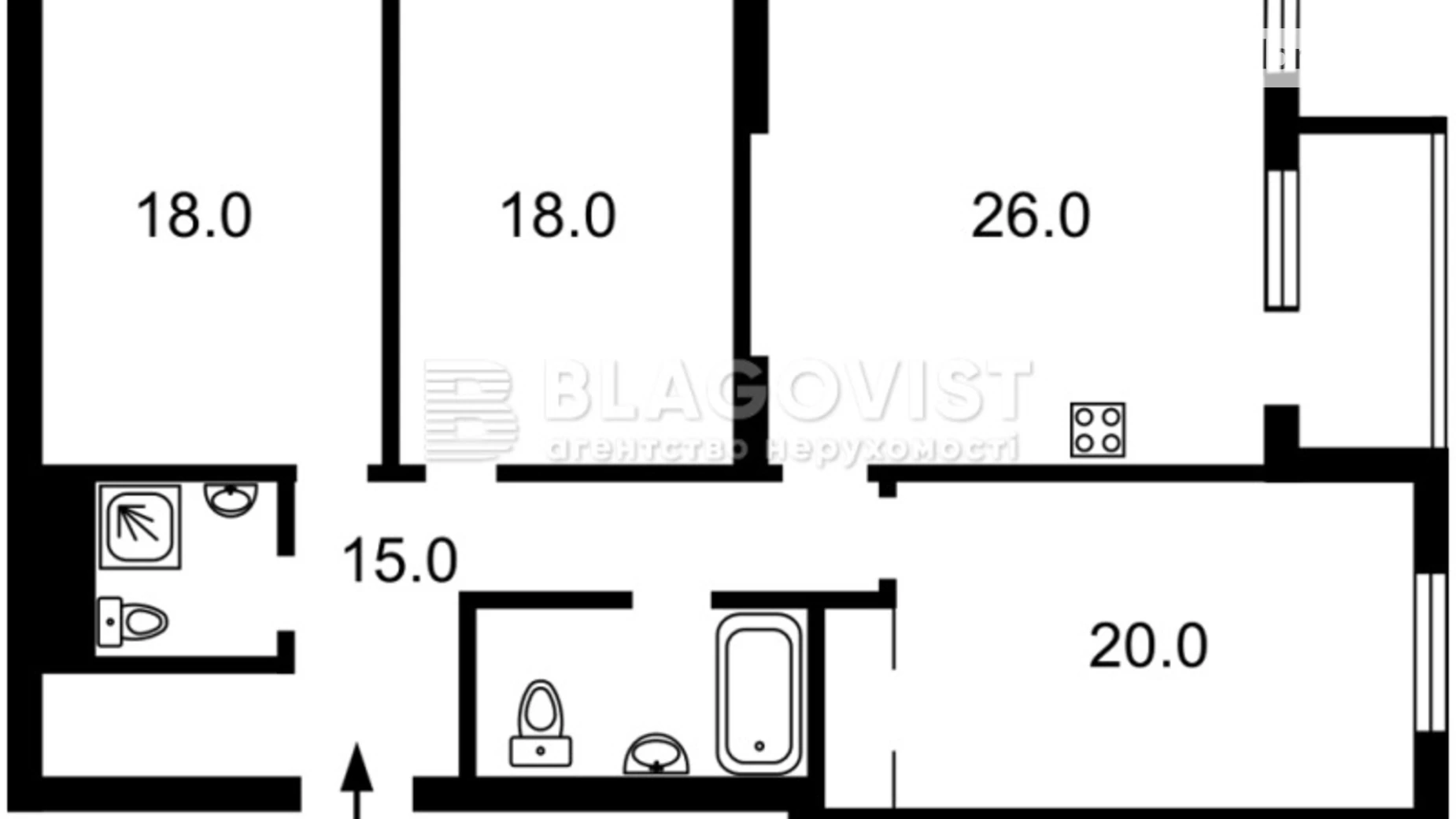 Продается 4-комнатная квартира 107 кв. м в Киеве, ул. Деловая, 1/2