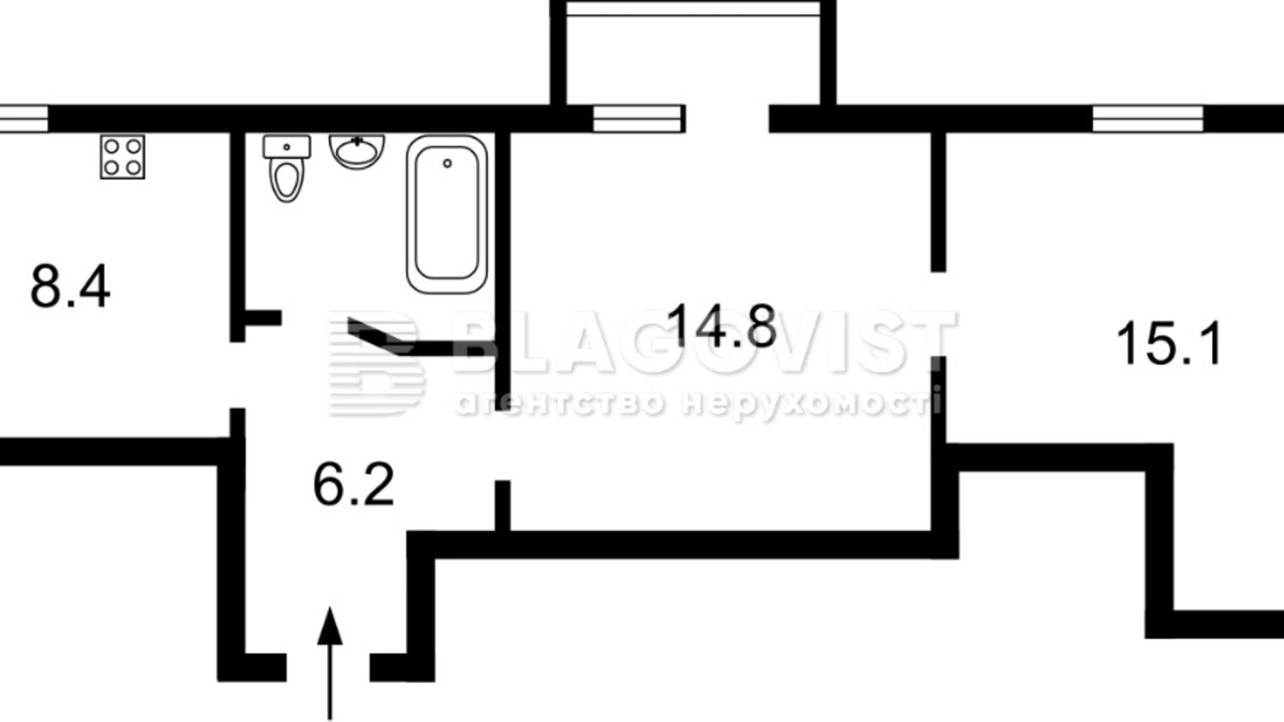 Продается 2-комнатная квартира 52 кв. м в Киеве, ул. Саксаганского, 12Б