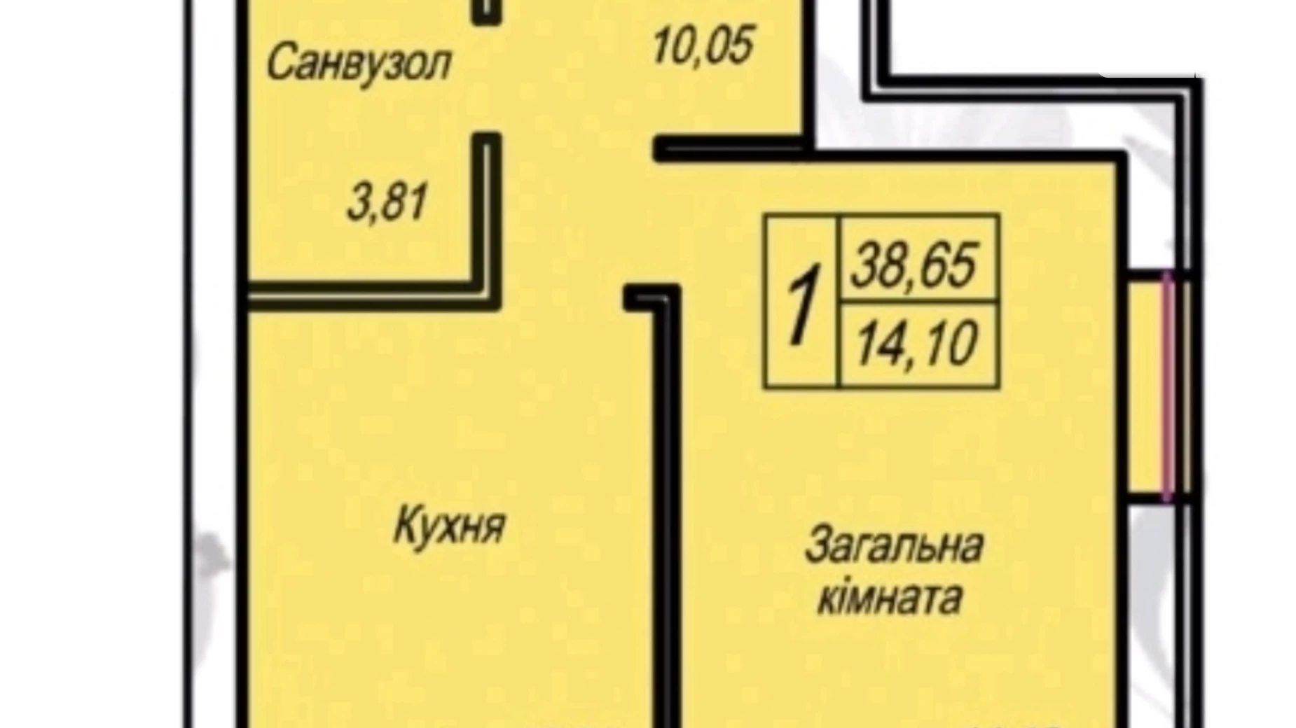 Продается 1-комнатная квартира 39 кв. м в Житомире, ул. Евгения Рыхлика, 11К - фото 4