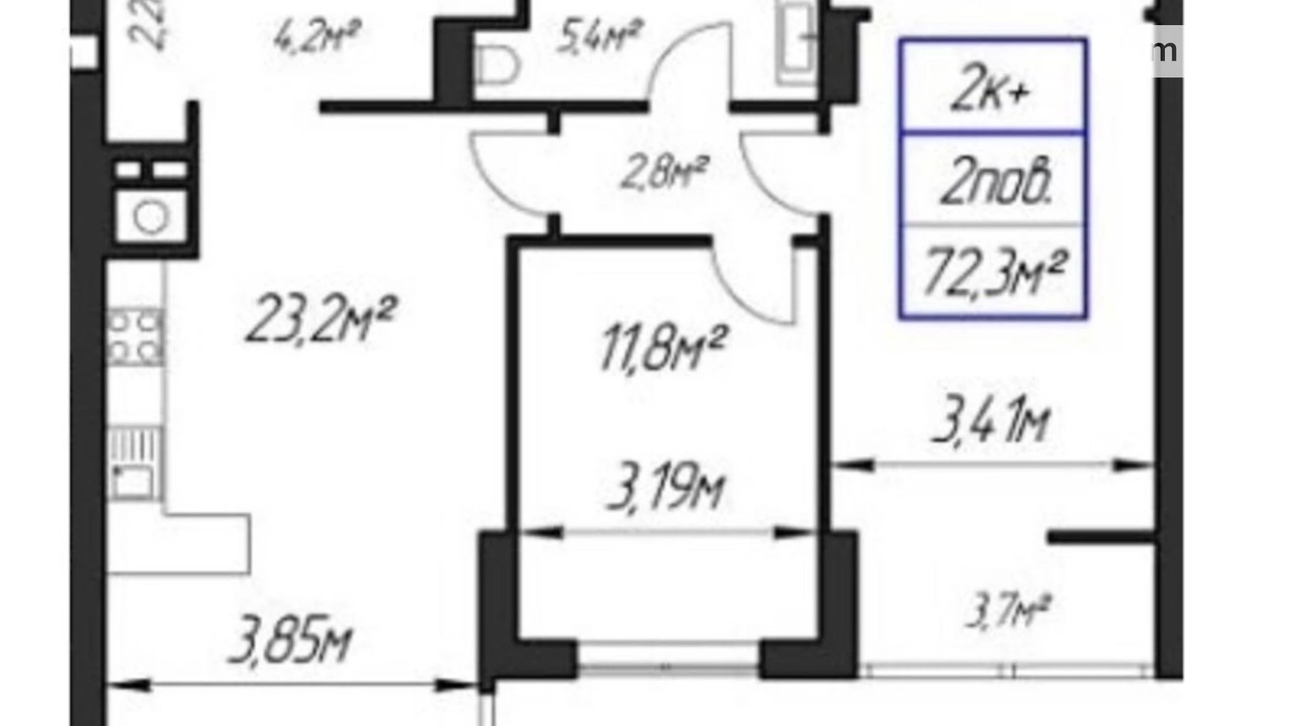 Продается 2-комнатная квартира 72.3 кв. м в Ивано-Франковске, ул. Гетьмана Ивана Мазепы