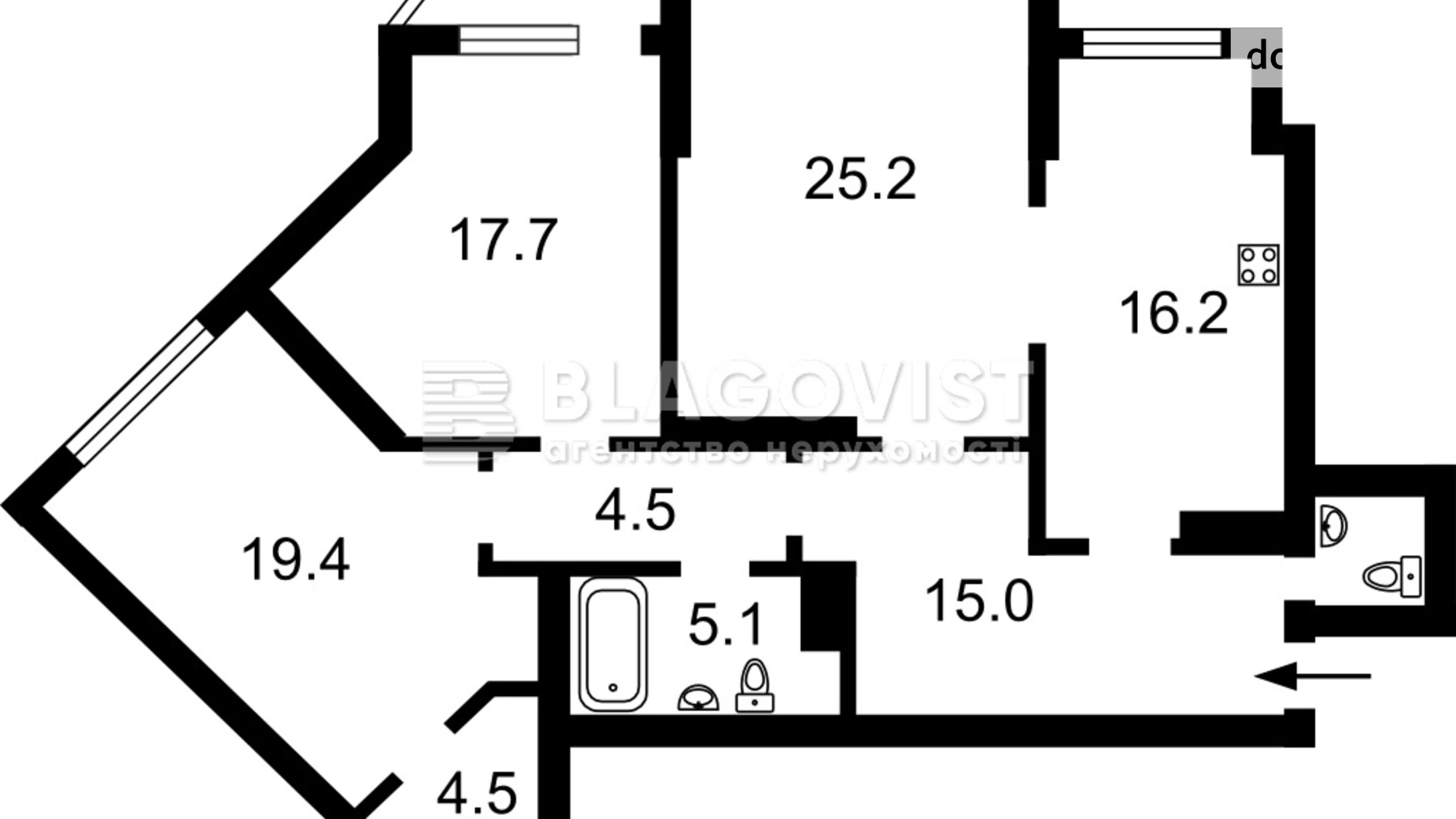 Продается 3-комнатная квартира 112.1 кв. м в Киеве, ул. Срибнокильская, 1