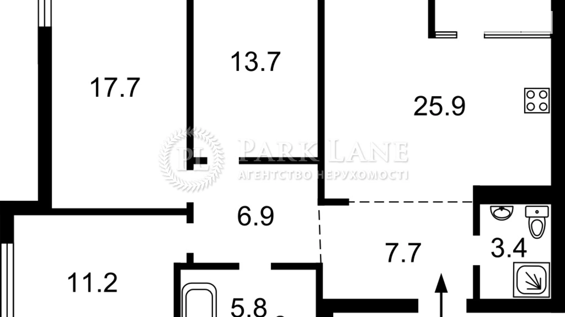 Продается 3-комнатная квартира 97 кв. м в Киеве, ул. Евгения Сверстюка, 6Е