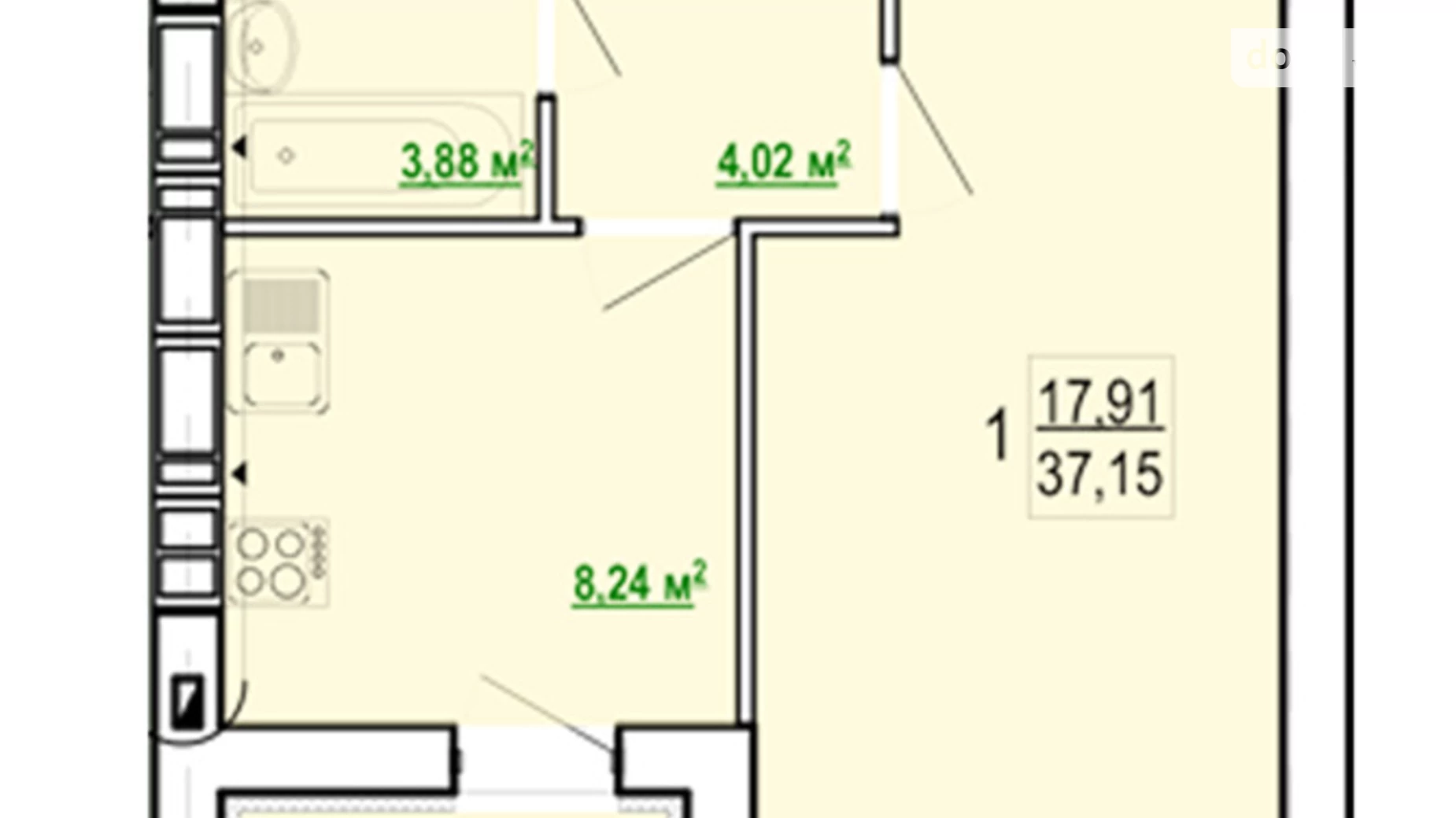 Продается 1-комнатная квартира 37.15 кв. м в Харькове, ул. Борткевича, 15 - фото 2