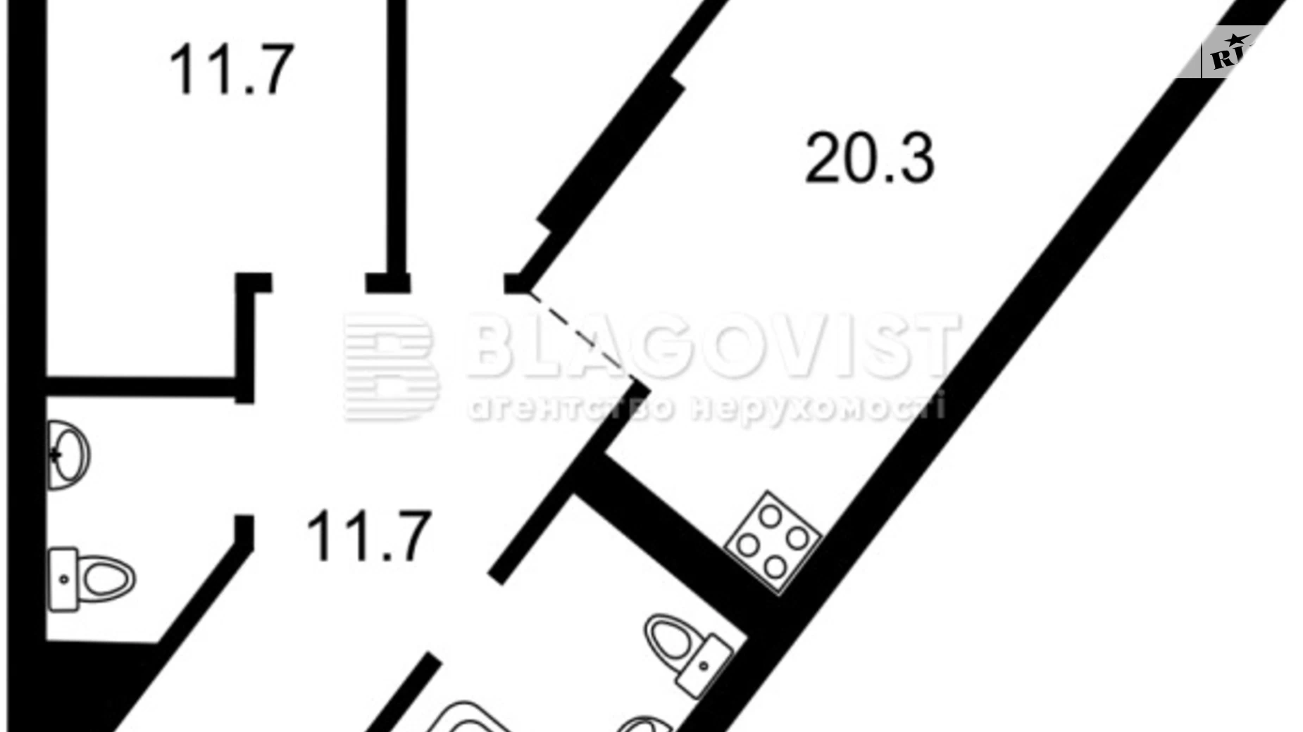 Продается 2-комнатная квартира 74.2 кв. м в Киеве, ул. Причальная, 12