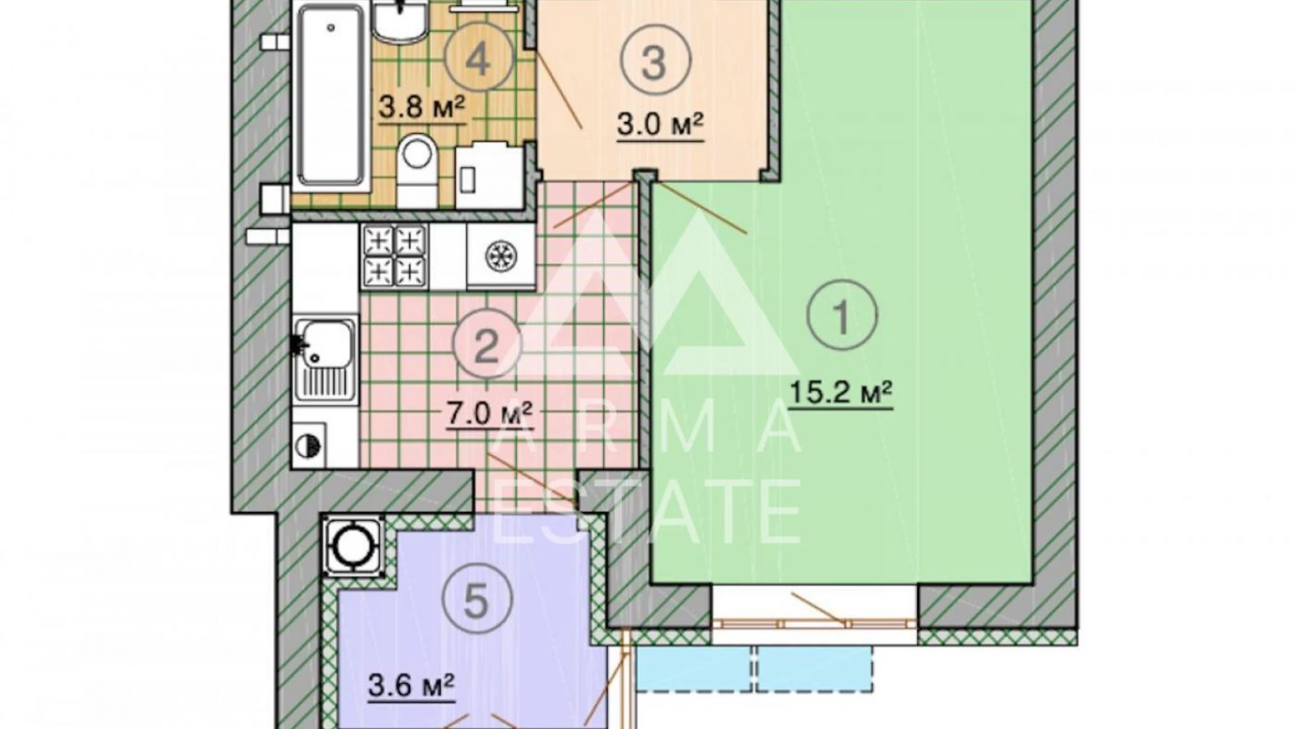 Продається 1-кімнатна квартира 32 кв. м у Гатне, бул. Приозерний, 3 - фото 2