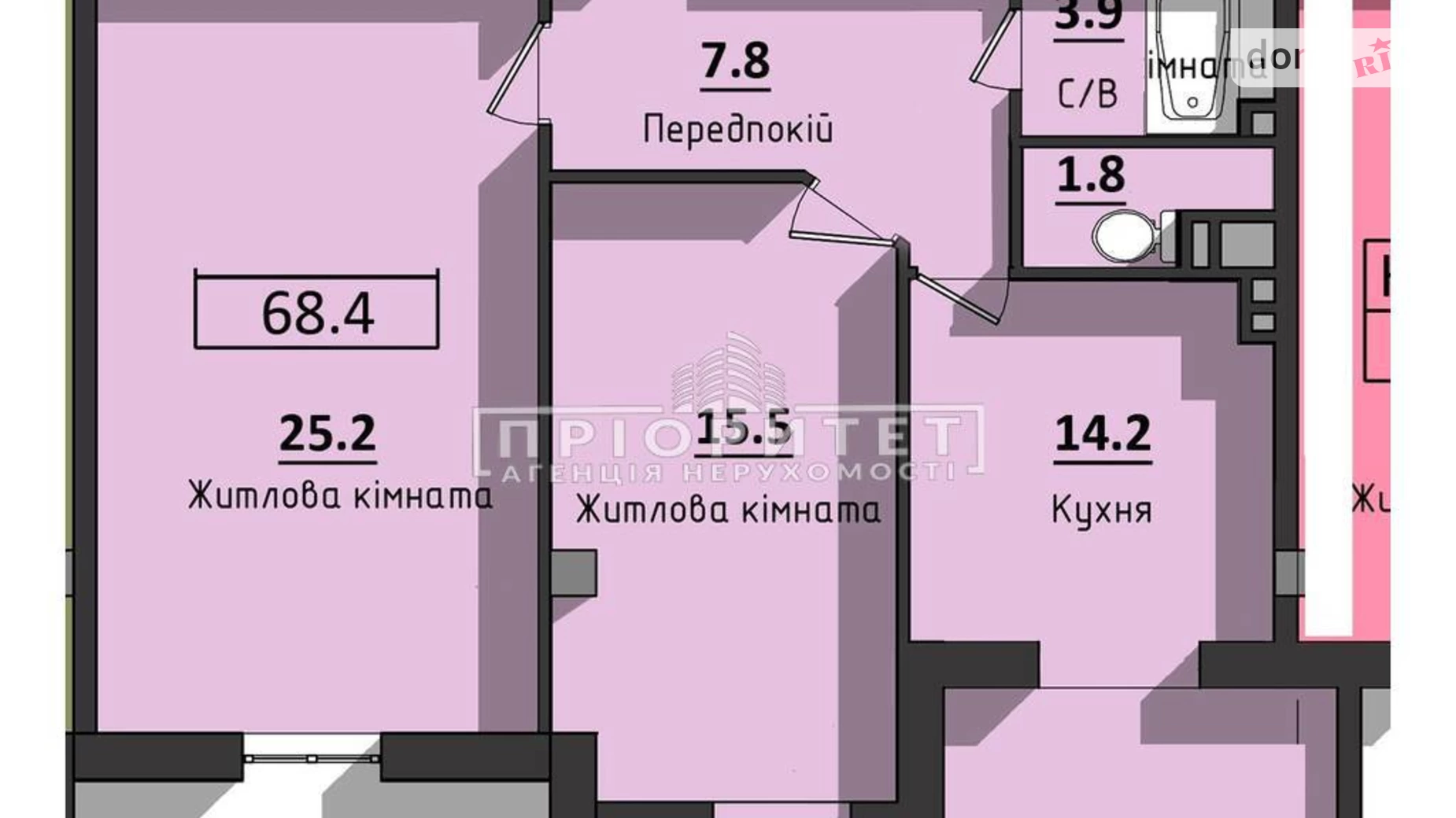 Продається 2-кімнатна квартира 68.4 кв. м у Одесі, вул. Космонавтів