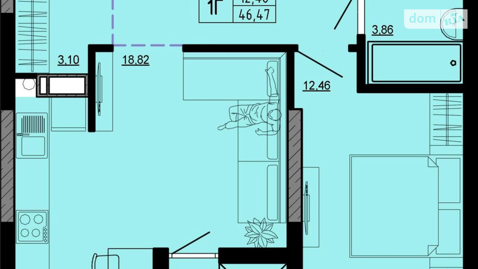 Продается 1-комнатная квартира 46 кв. м в Киеве, вул. Николая Кибальчича, 1