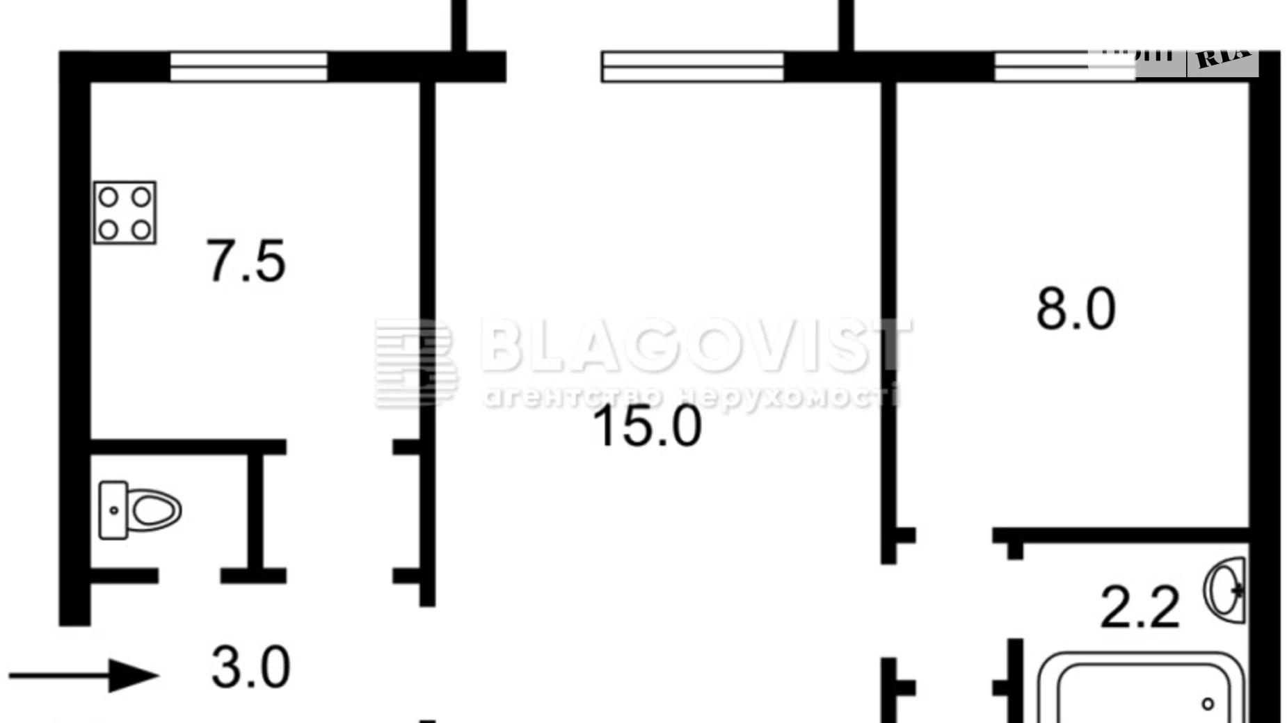 Продается 2-комнатная квартира 40 кв. м в Киеве, ул. Васильковская, 47