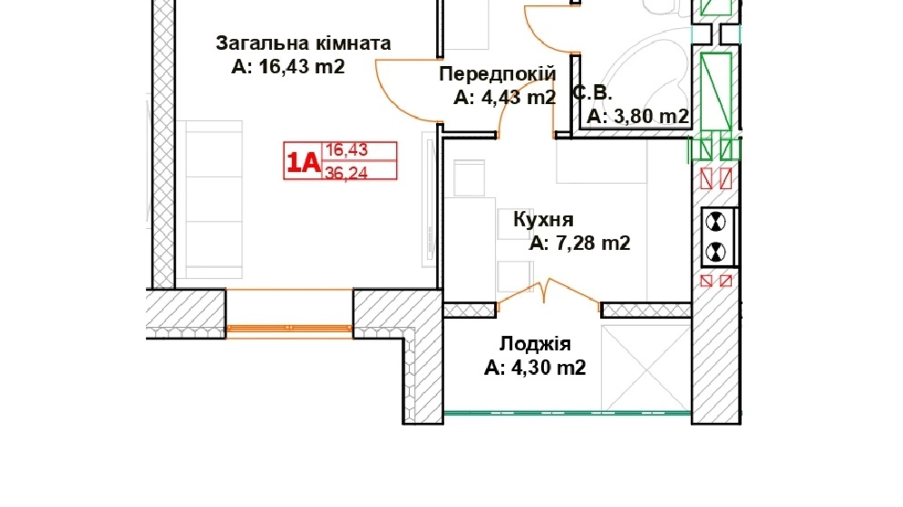 Продается 1-комнатная квартира 36.3 кв. м в Буче, ул. Вишневая - фото 2