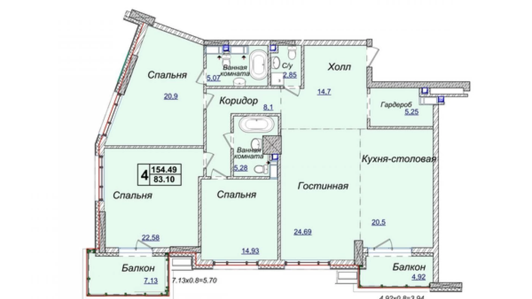 Продається 4-кімнатна квартира 154 кв. м у Києві, вул. Андрія Верхогляда(Драгомирова), 17Б - фото 4