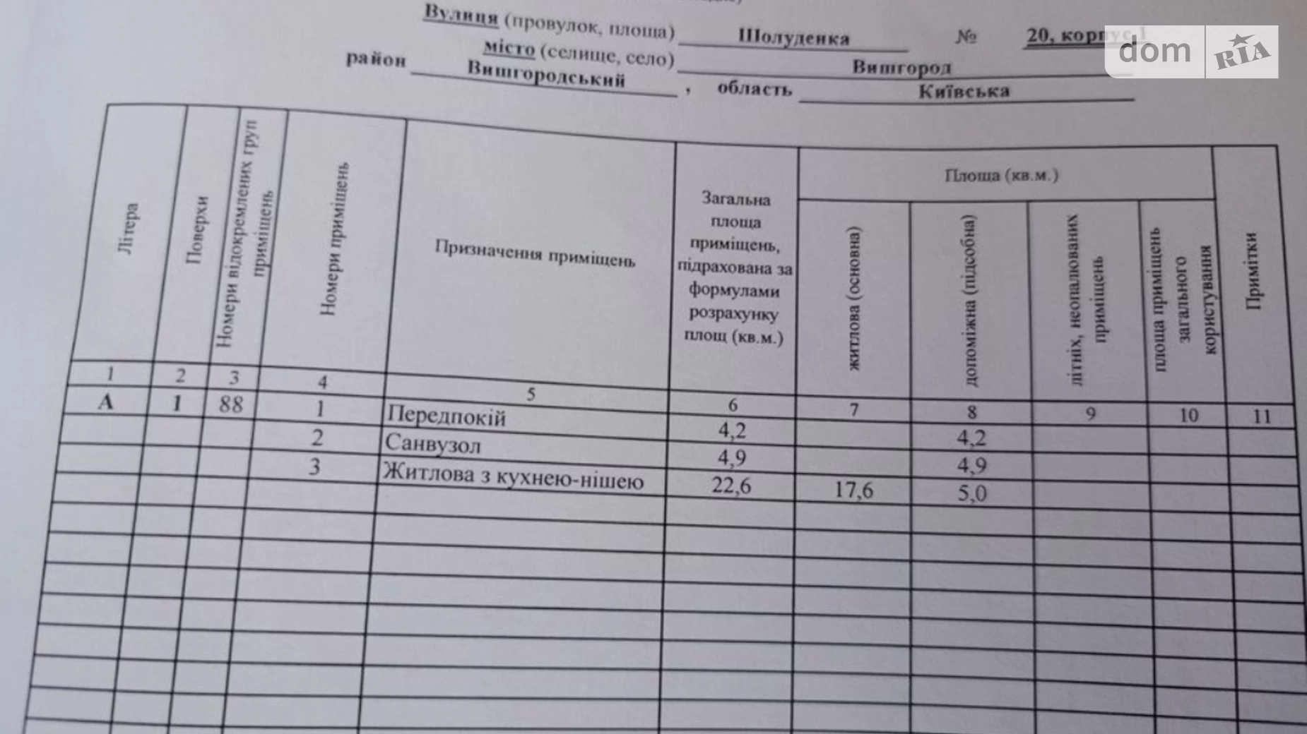 Продається 1-кімнатна квартира 31.7 кв. м у Вишгороді, вул. Шолуденка, 20