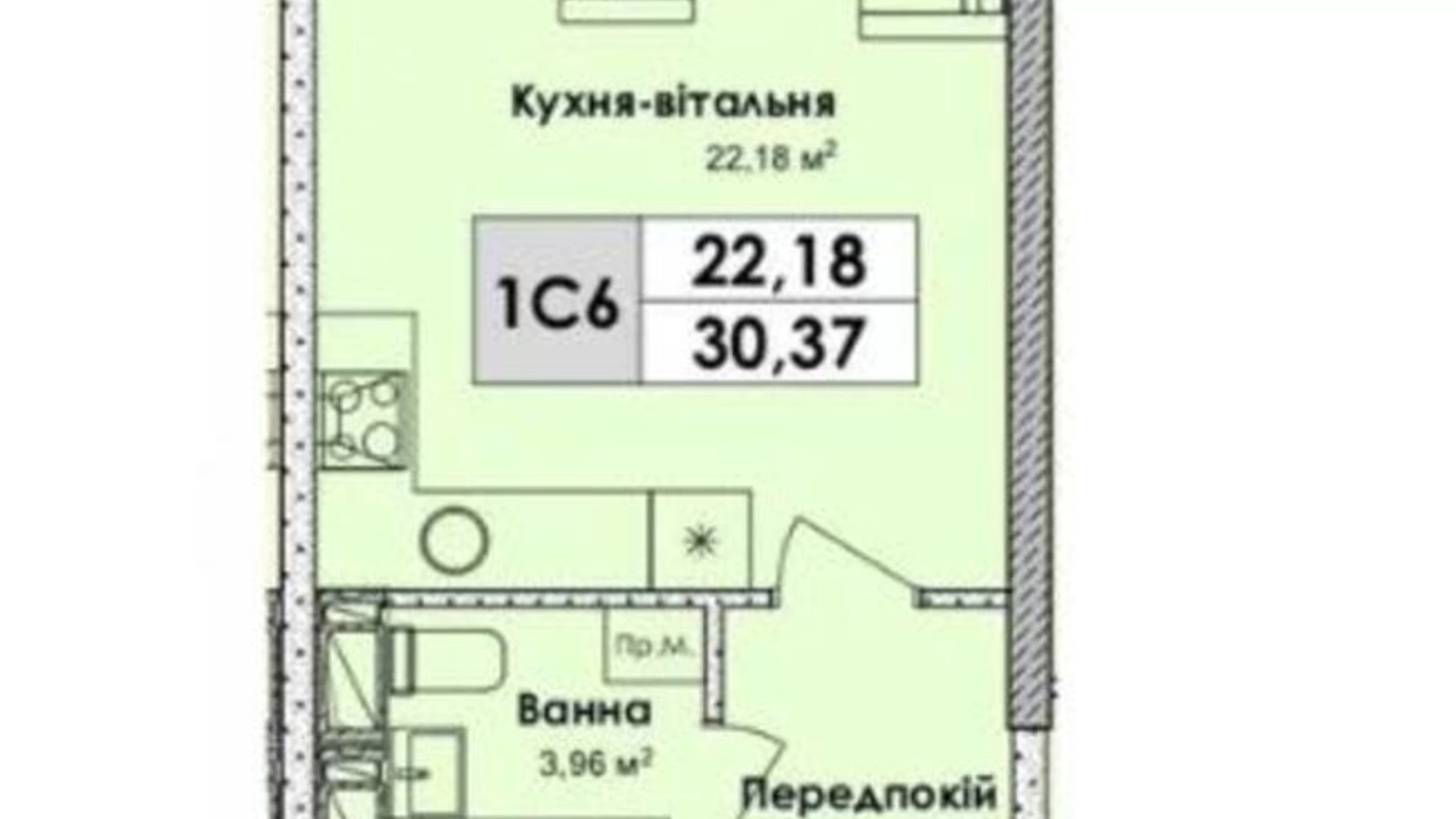 Продается 1-комнатная квартира 30 кв. м в Киеве, просп. Николая  Бажана, 17 - фото 2