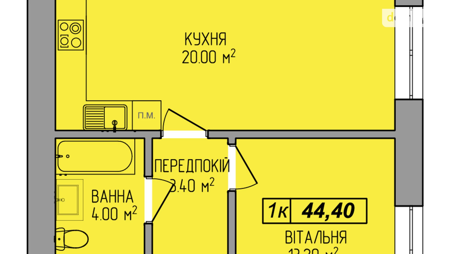 Продается 1-комнатная квартира 44.1 кв. м в Ивано-Франковске, ул. Мира, 100 - фото 4