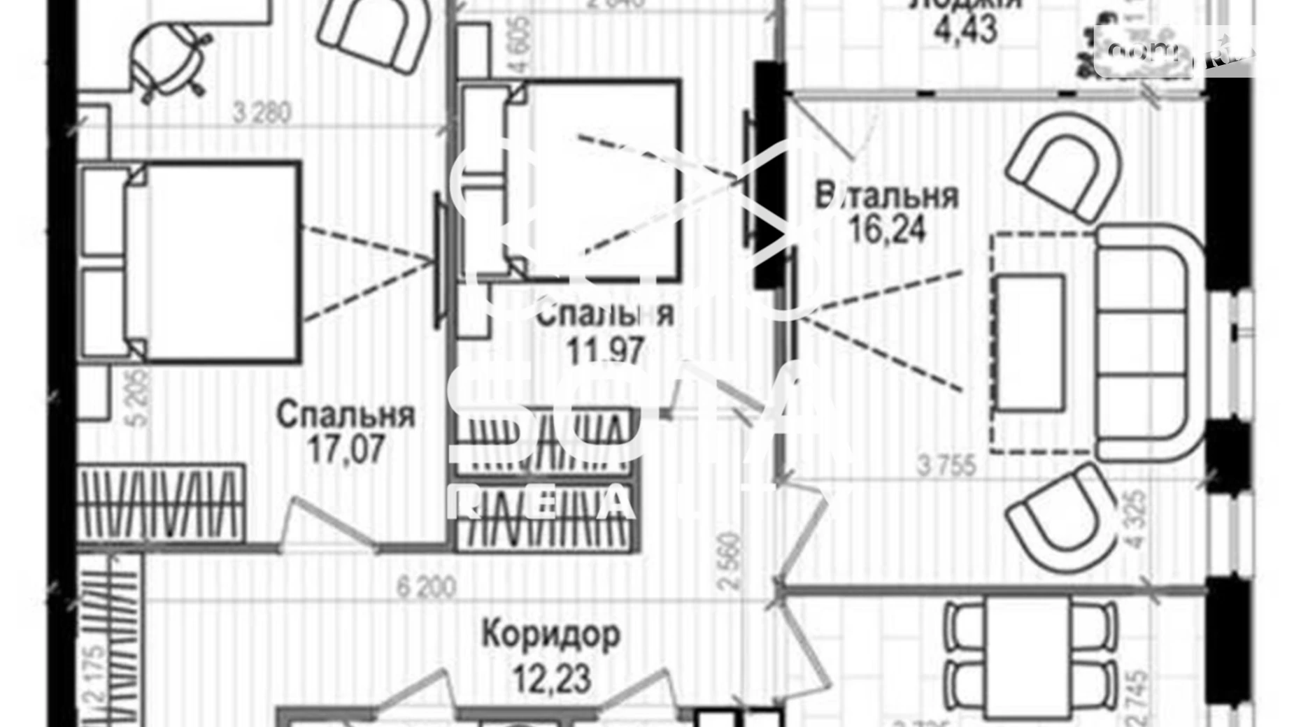 Продается 3-комнатная квартира 78 кв. м в Киеве, просп. Науки, 58 - фото 2