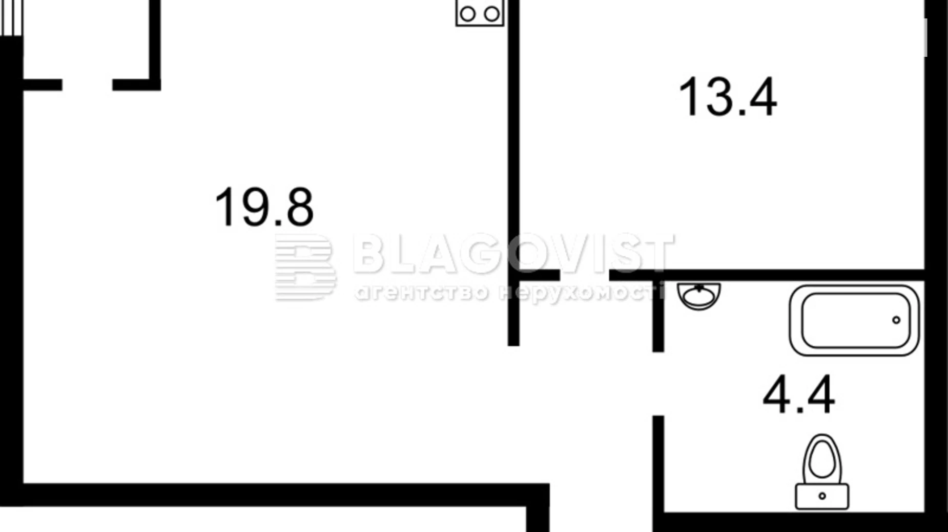 Продается 1-комнатная квартира 45 кв. м в Киеве, бул. Тадея Рыльского, 5