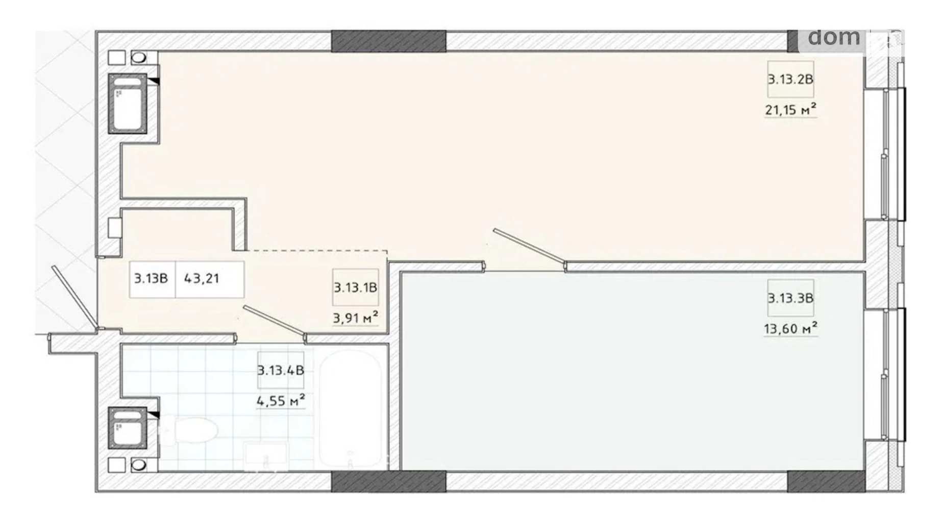 Продается 1-комнатная квартира 43.21 кв. м в Львове, ул. Трускавецкая