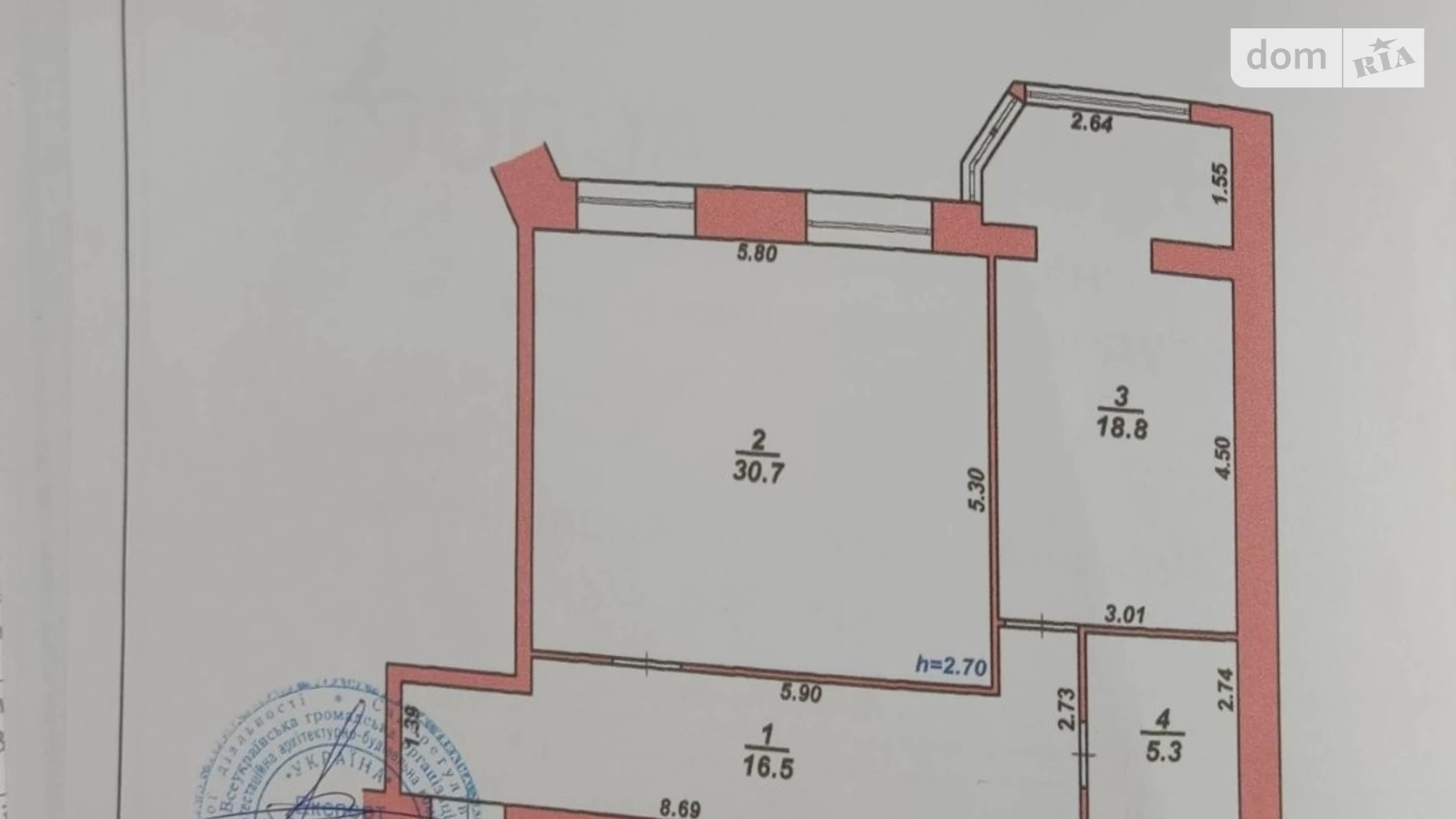 Продається 1-кімнатна квартира 71 кв. м у Хмельницькому