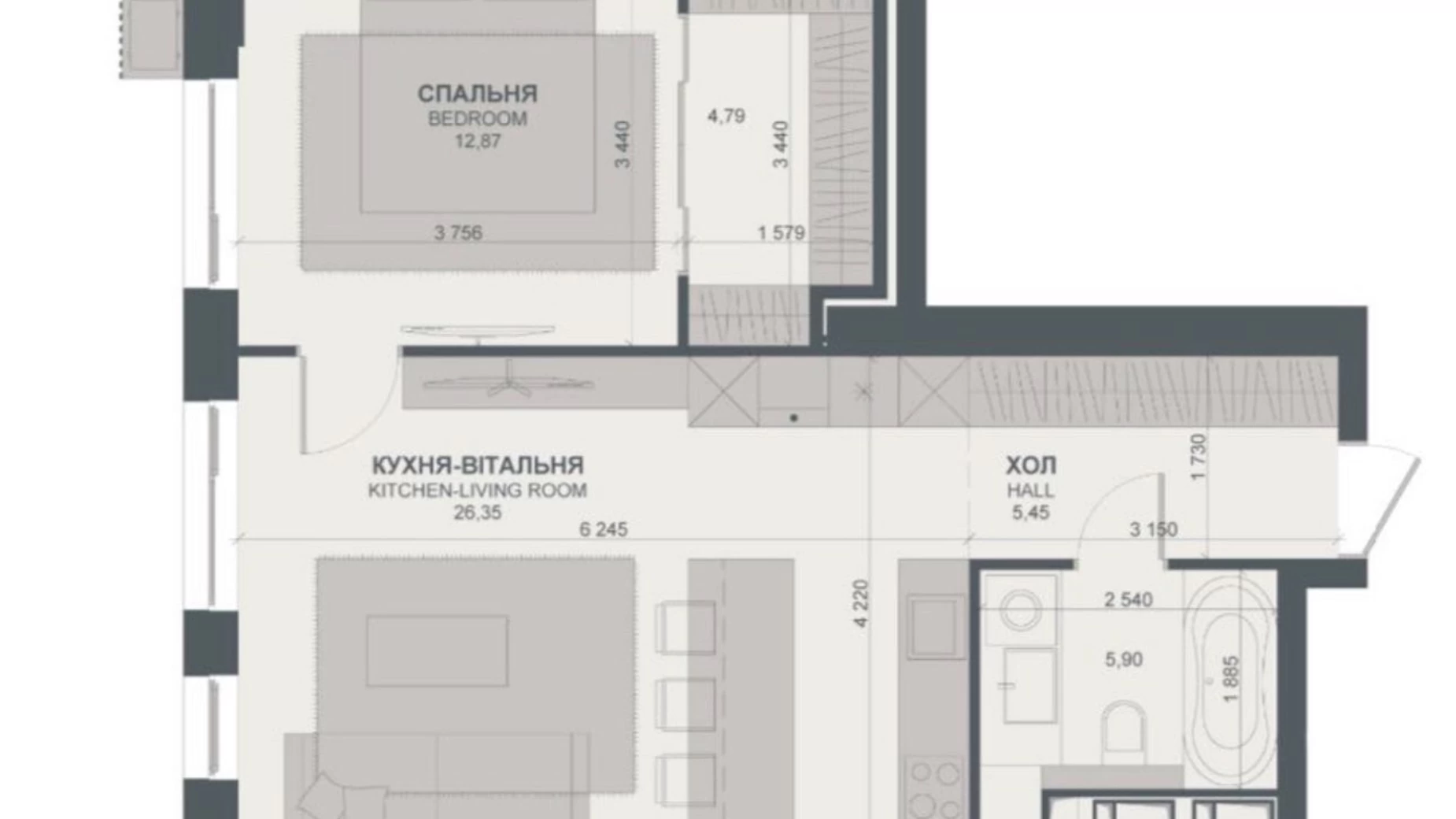 Продается 1-комнатная квартира 56 кв. м в Киеве, ул. Василия Тютюнника, 39/2 - фото 2