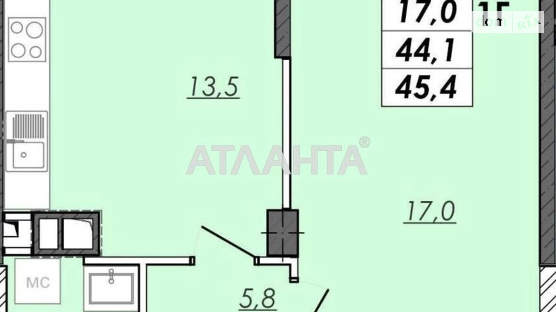 Продается 1-комнатная квартира 45.4 кв. м в Одессе, Овидиопольская дор., 31 - фото 5