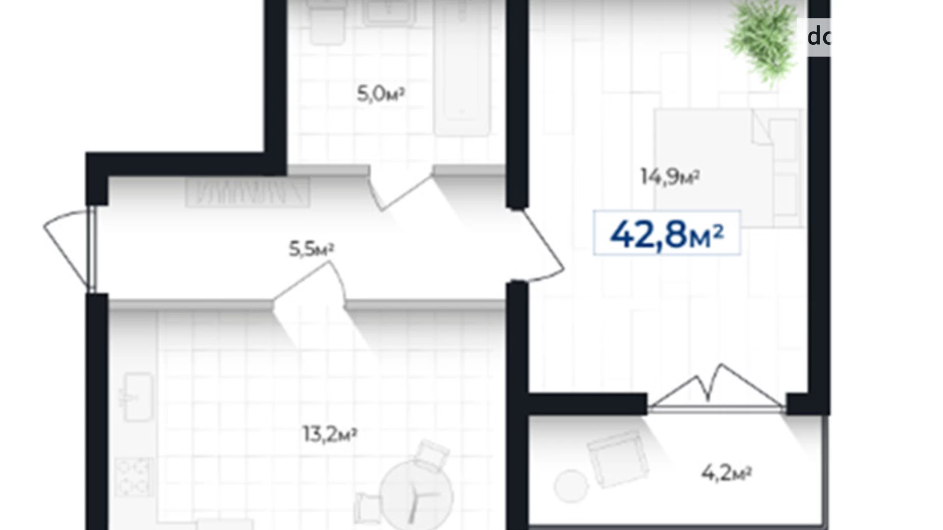 Продается 1-комнатная квартира 42.8 кв. м в Ивано-Франковске, ул. Виноградная - фото 5