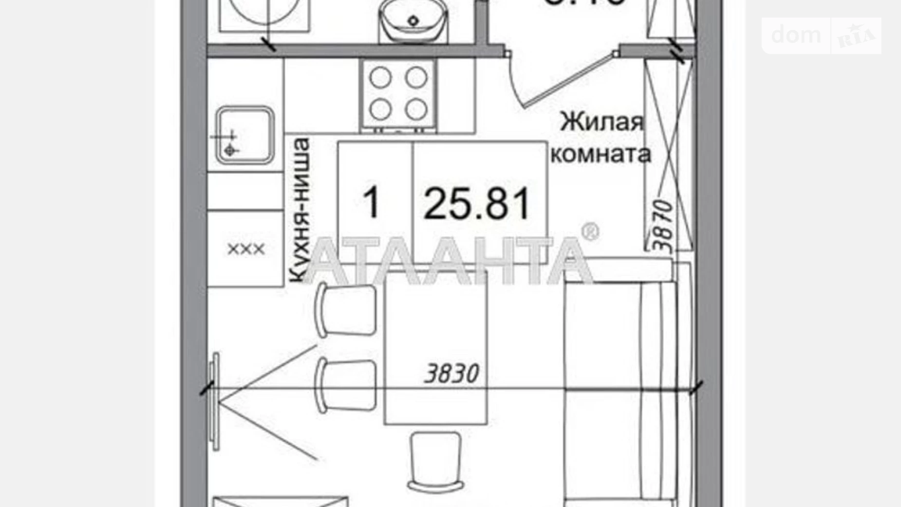 Продається 1-кімнатна квартира 26 кв. м у Авангарді, Овідіопольська дор.