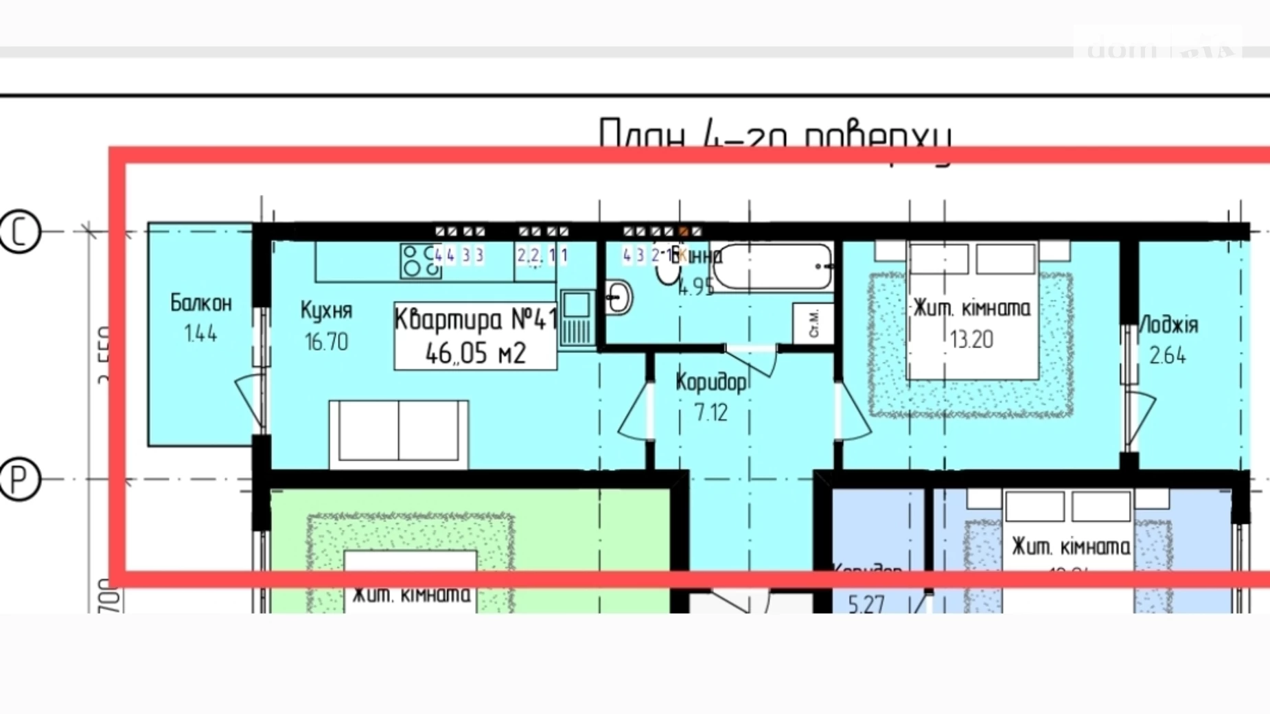 Продается 1-комнатная квартира 46.05 кв. м в Ужгороде, ул. Загорская, 188