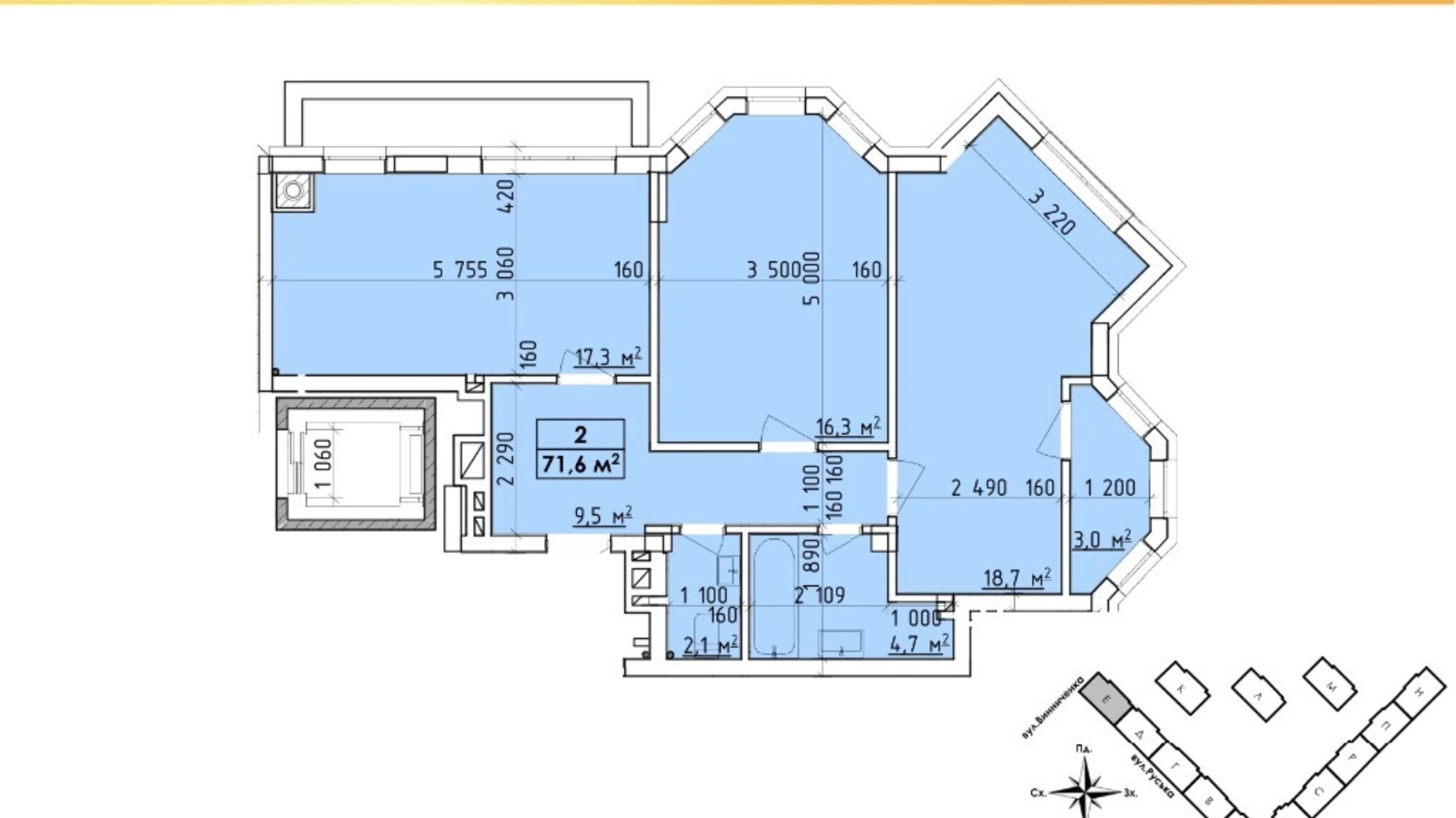 Продается 2-комнатная квартира 73 кв. м в Черновцах, пр. Венский, 186А - фото 2