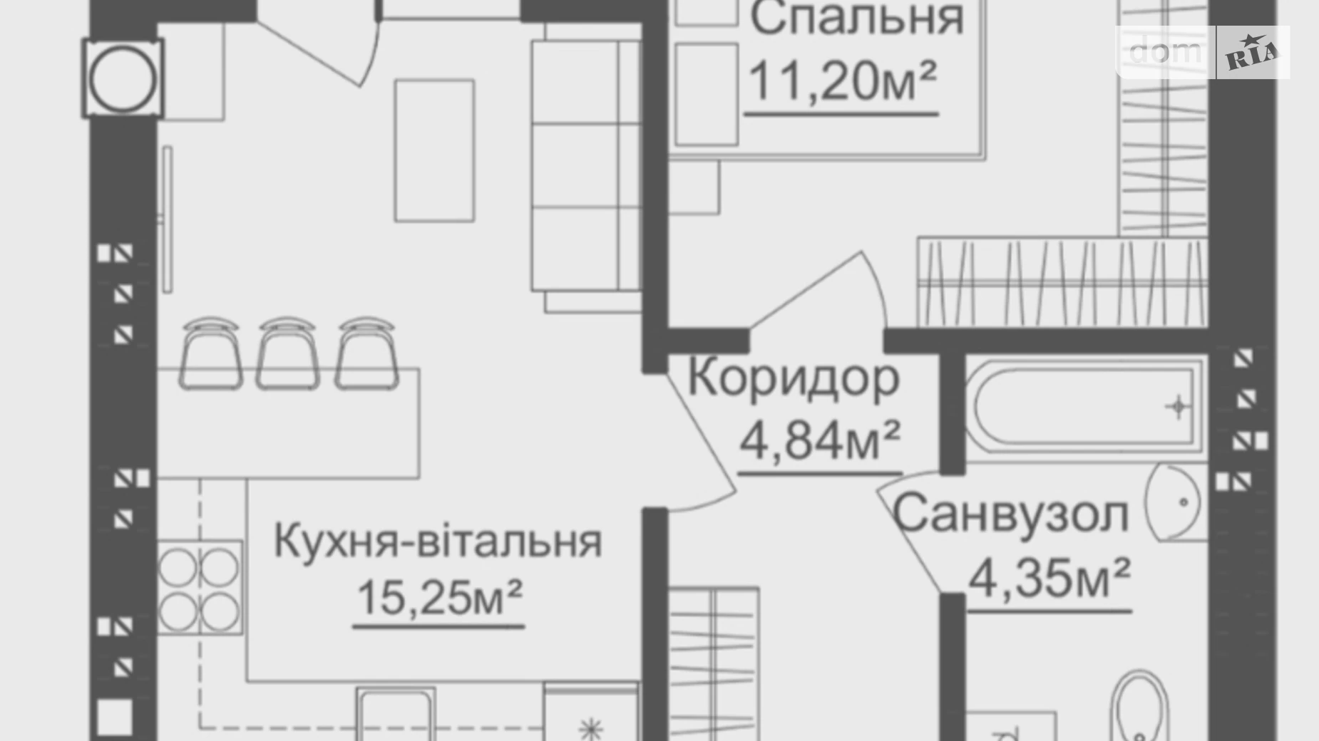 Продається 1-кімнатна квартира 38 кв. м у Гостомелі, вул. Покровська