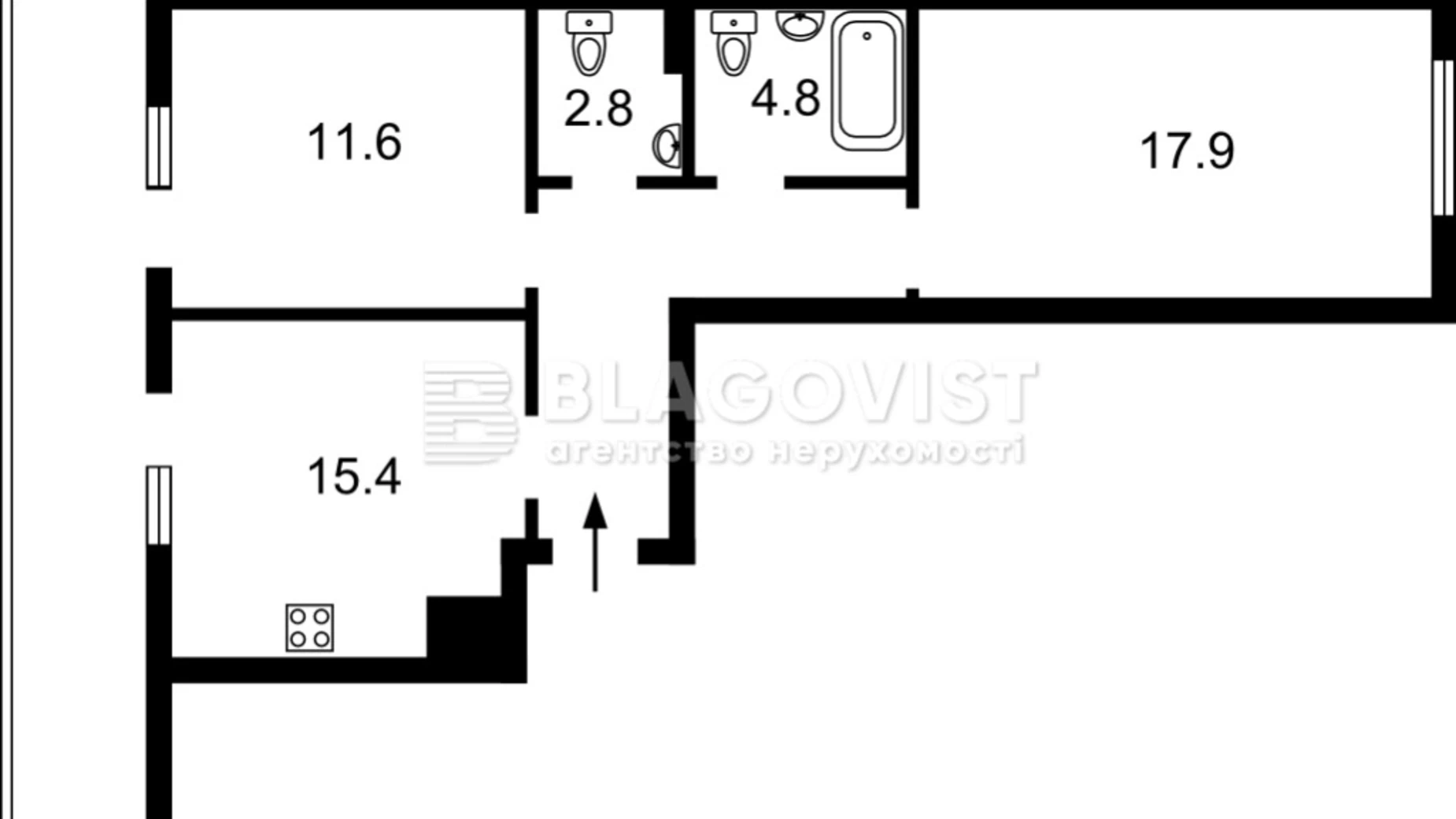 Продается 2-комнатная квартира 75 кв. м в Киеве, ул. Набережно-Рыбальская, 3