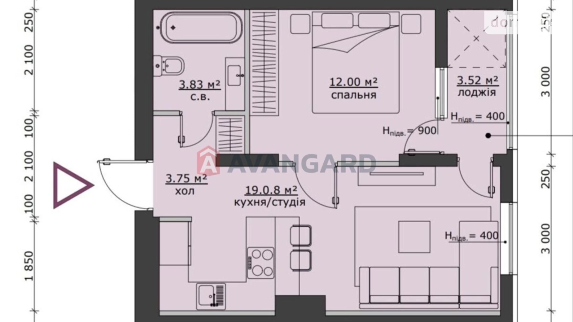 Продается 1-комнатная квартира 42 кв. м в Львове, ул. Городницкая, 47 - фото 2