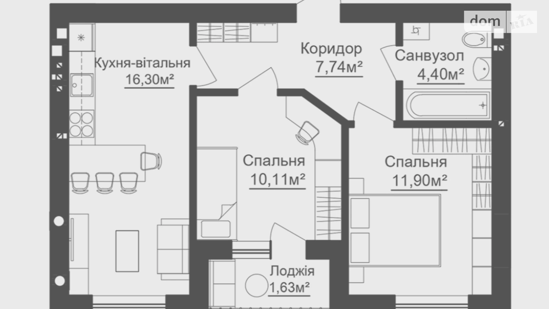 Продається 2-кімнатна квартира 52 кв. м у Гостомелі, вул. Покровська, 145