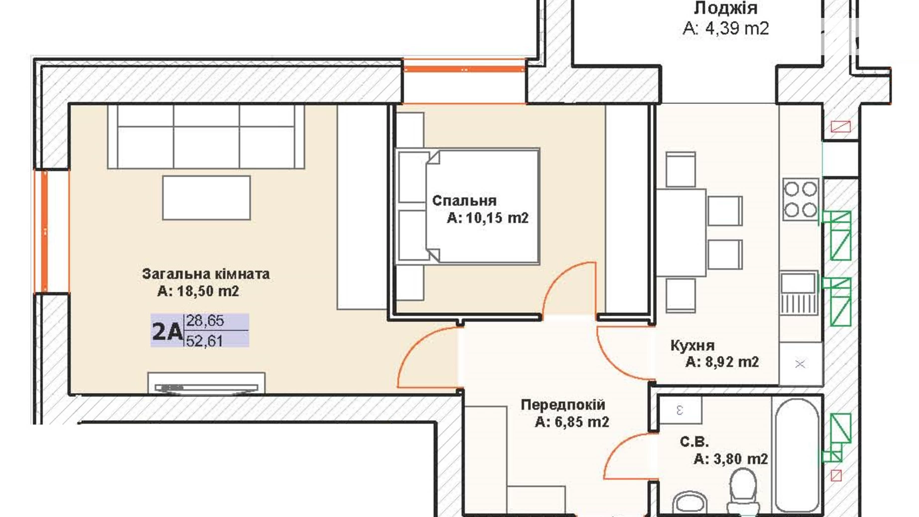 Продается 2-комнатная квартира 52 кв. м в Буче, бул. Леонида Бирюкова - фото 2