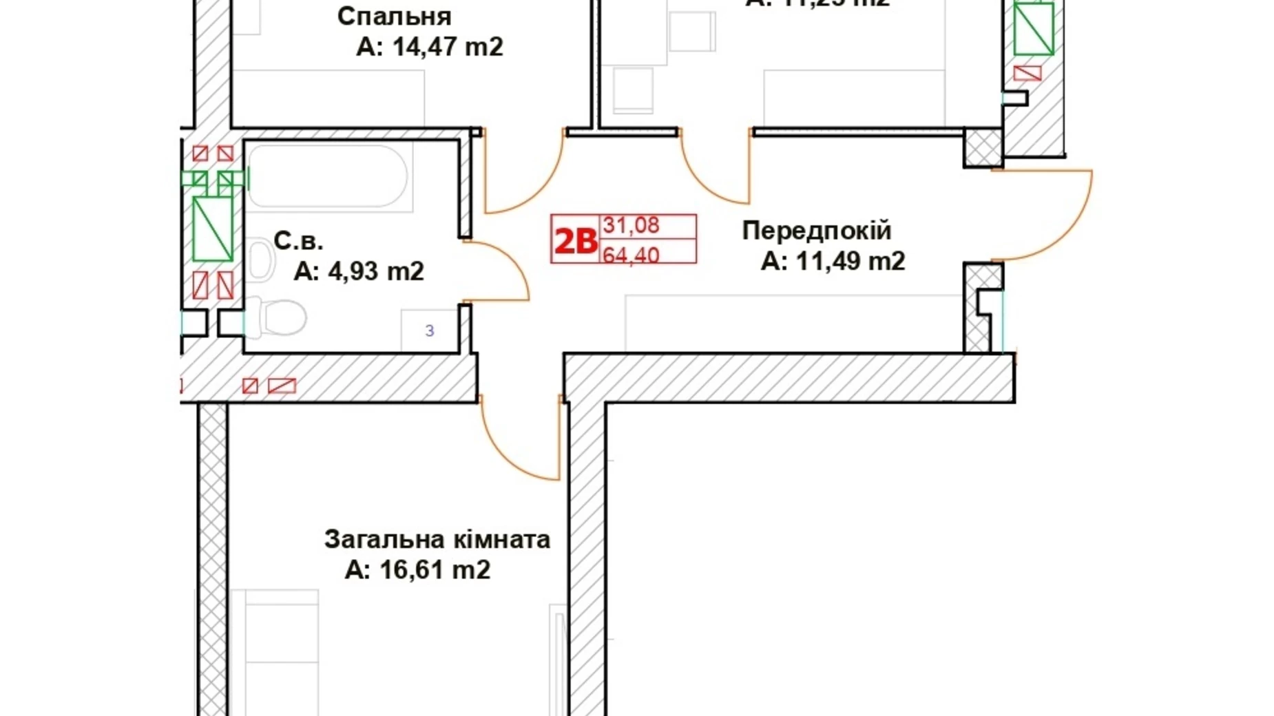 Продається 2-кімнатна квартира 64 кв. м у Бучі, бул. Леоніда Бірюкова - фото 2