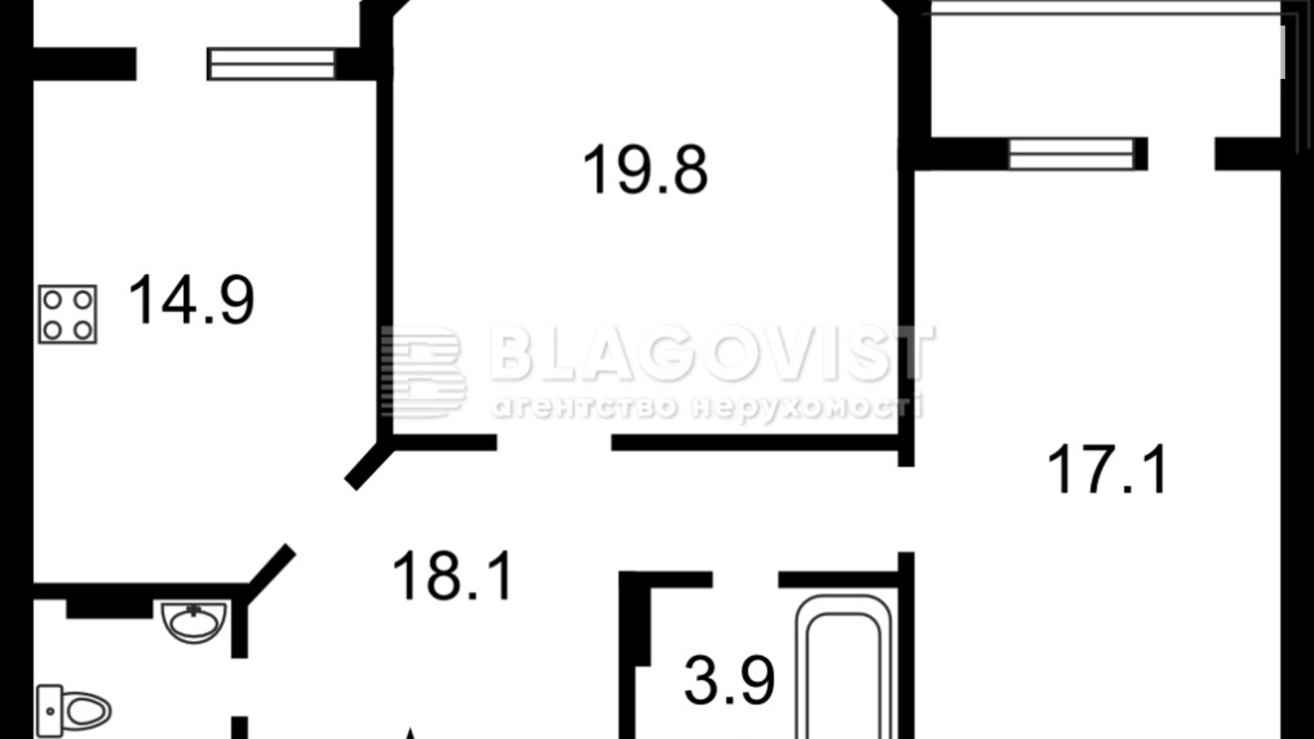 Продается 2-комнатная квартира 75 кв. м в Киеве, ул. Анны Ахматовой, 35