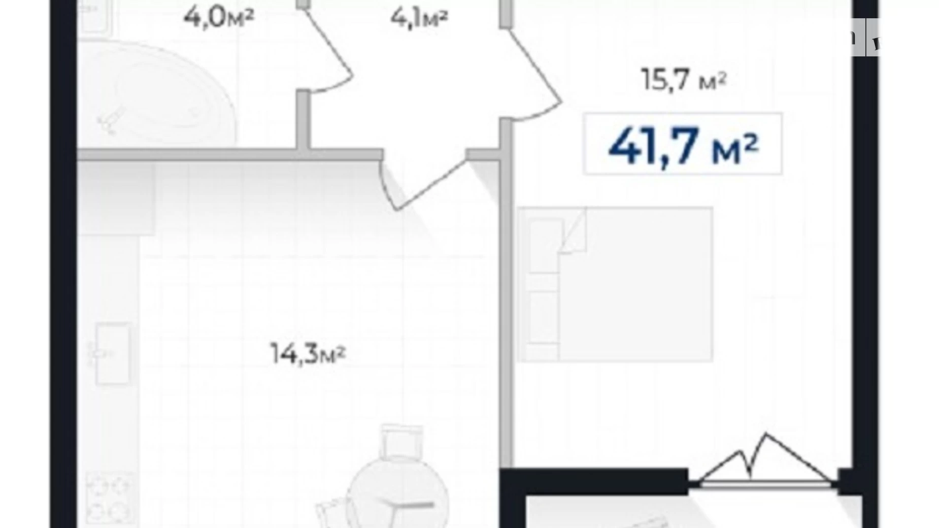 Продается 1-комнатная квартира 41.7 кв. м в Ивано-Франковске, ул. Виноградная