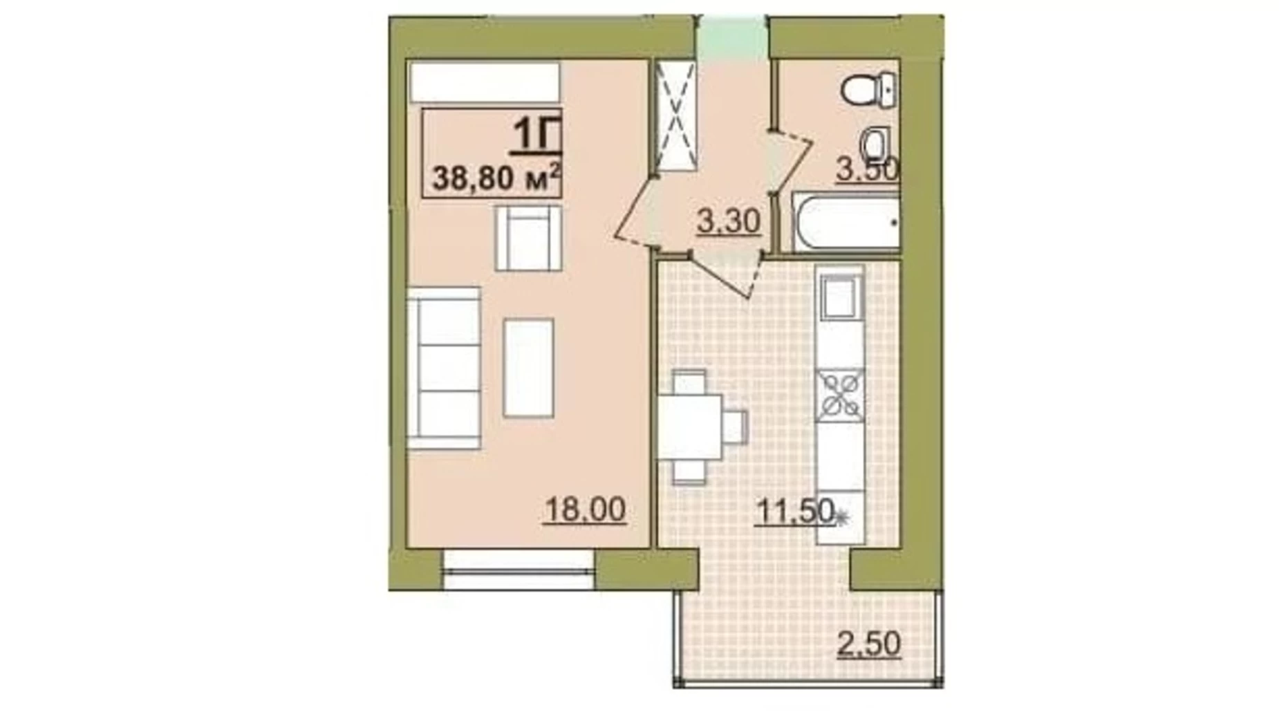 Продается 1-комнатная квартира 38.8 кв. м в Ивано-Франковске, ул. Высочана Семена, 18