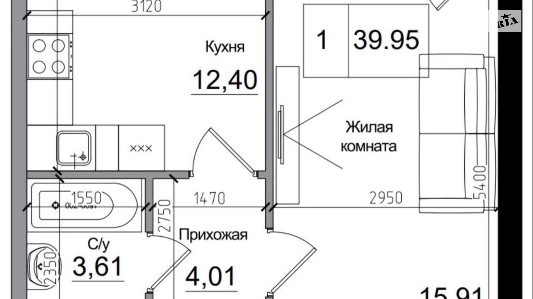 Продается 1-комнатная квартира 39 кв. м в Авангарде, ул. Василия Спрейса