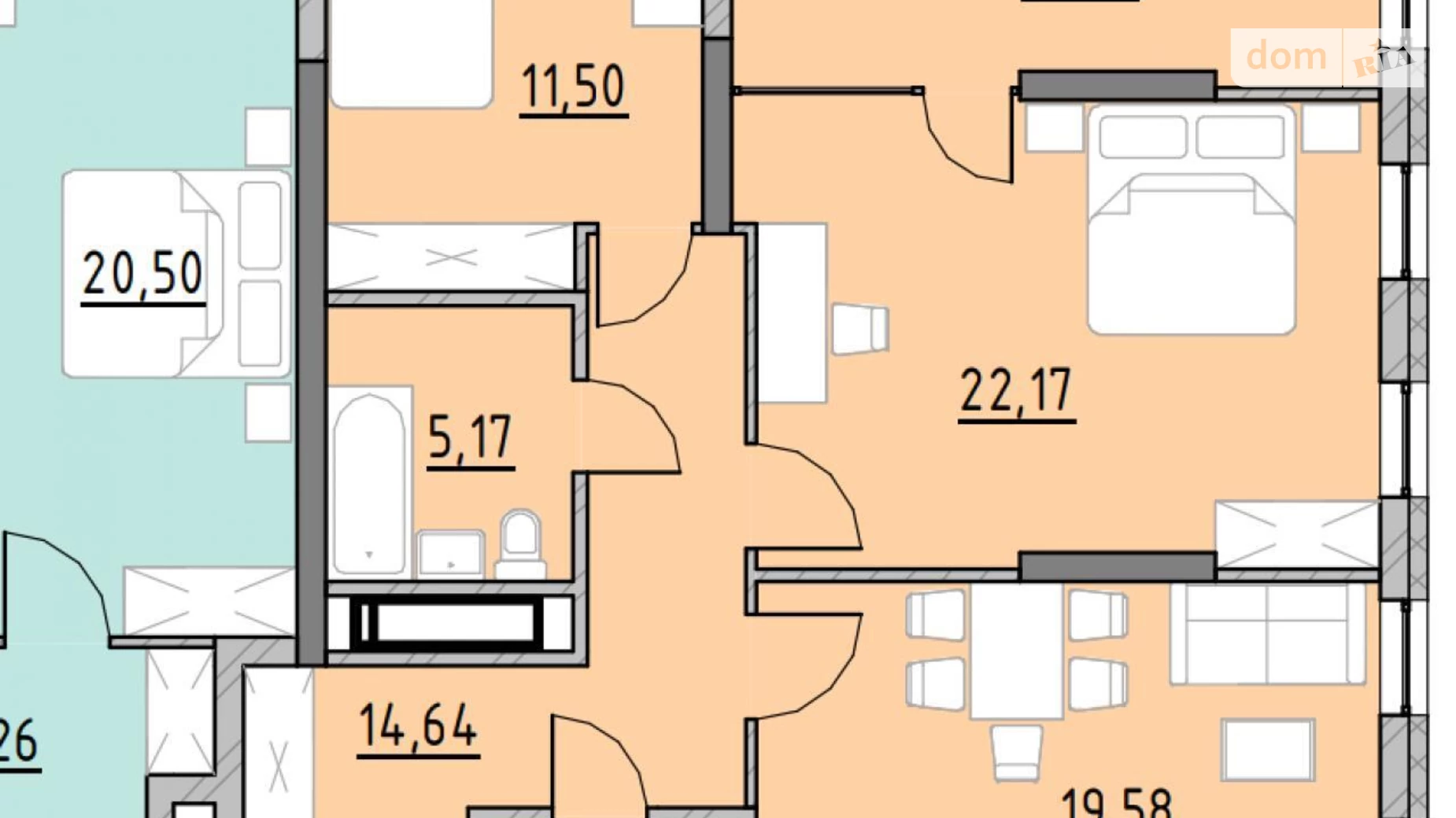 Продается 2-комнатная квартира 86.09 кв. м в Киеве, Железнодорожное шоссе, 45А - фото 2