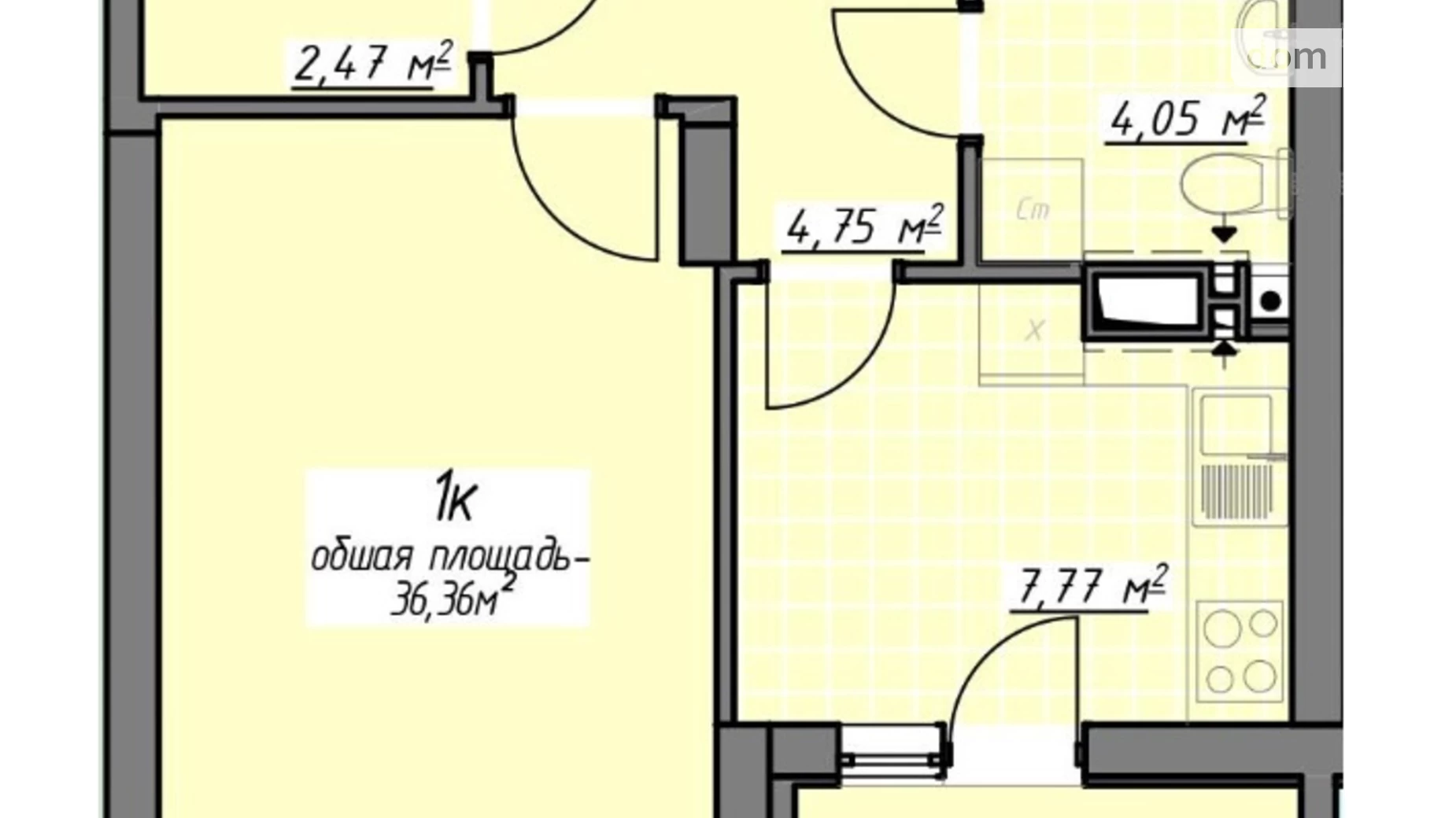 Продается 1-комнатная квартира 36.6 кв. м в Одессе, ул. Академика Воробьёва, 1Б - фото 4