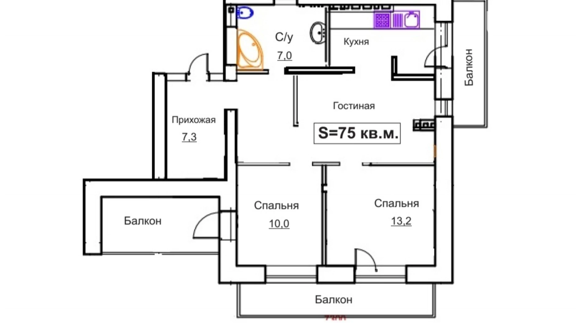 Продается 3-комнатная квартира 75 кв. м в Одессе, ул. Таллинская - фото 3