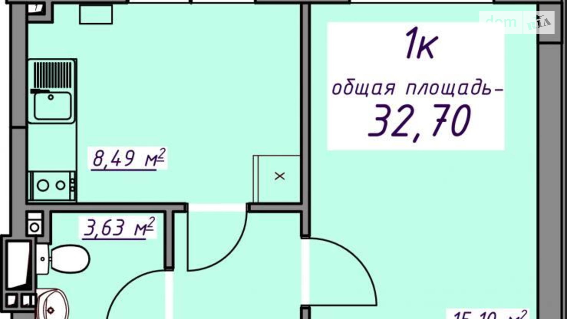 Продається 1-кімнатна квартира 32.7 кв. м у Авангарді, вул. Європейська - фото 5