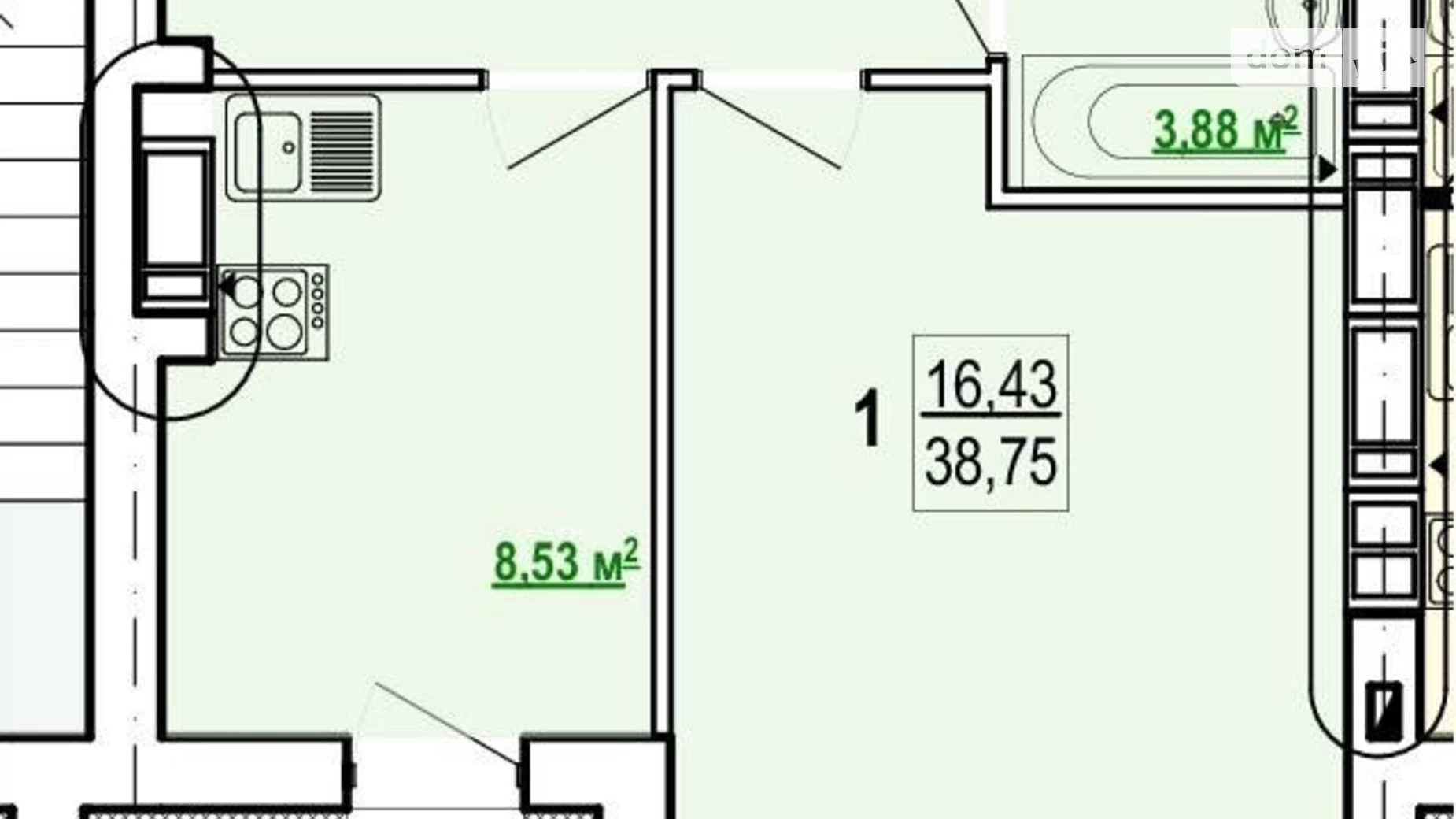 Продается 1-комнатная квартира 38.75 кв. м в Харькове, ул. Борткевича, 11 - фото 2