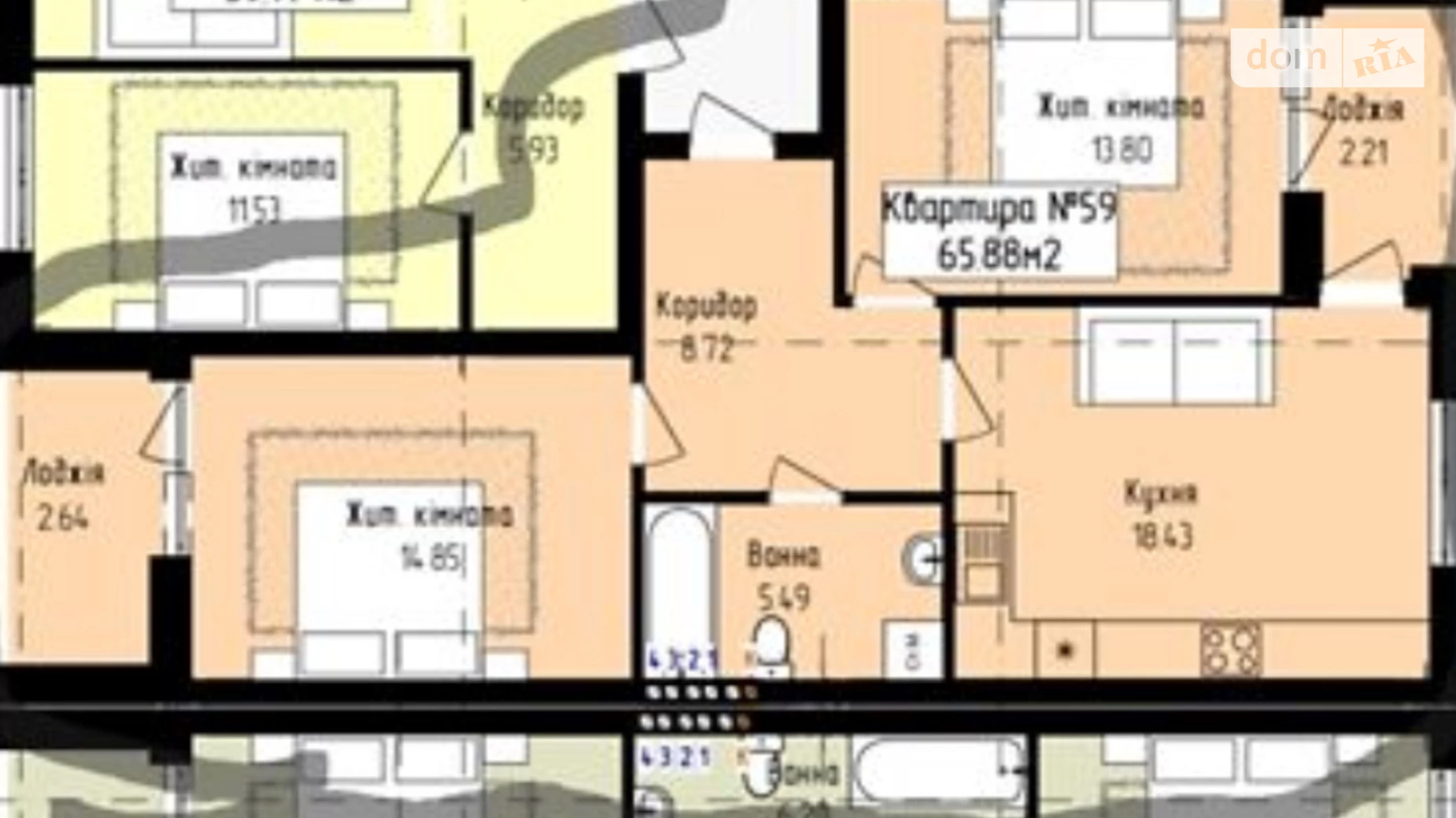 Продается 2-комнатная квартира 66 кв. м в Ужгороде, ул. Загорская