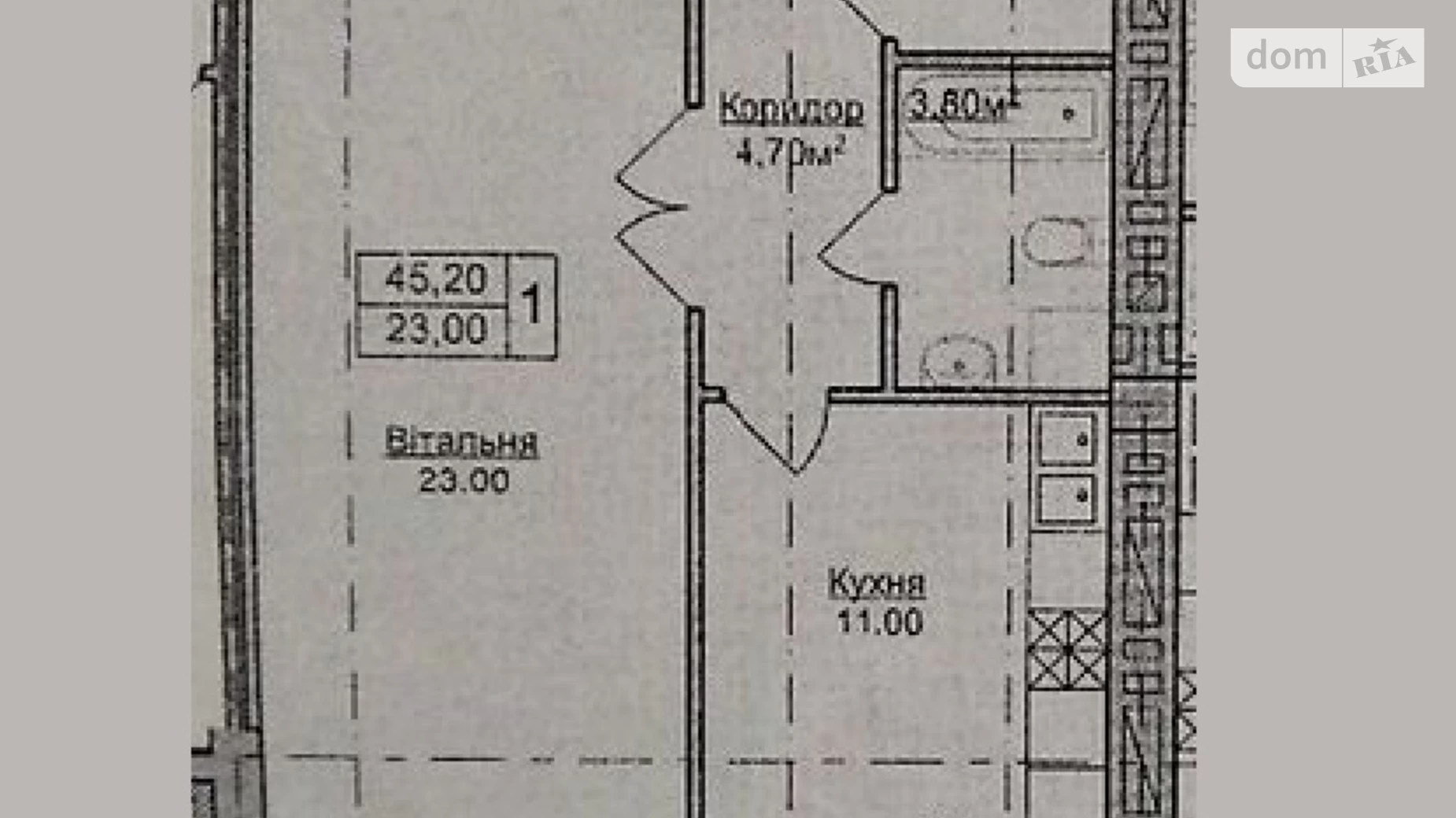 Продается 1-комнатная квартира 45 кв. м в Львове