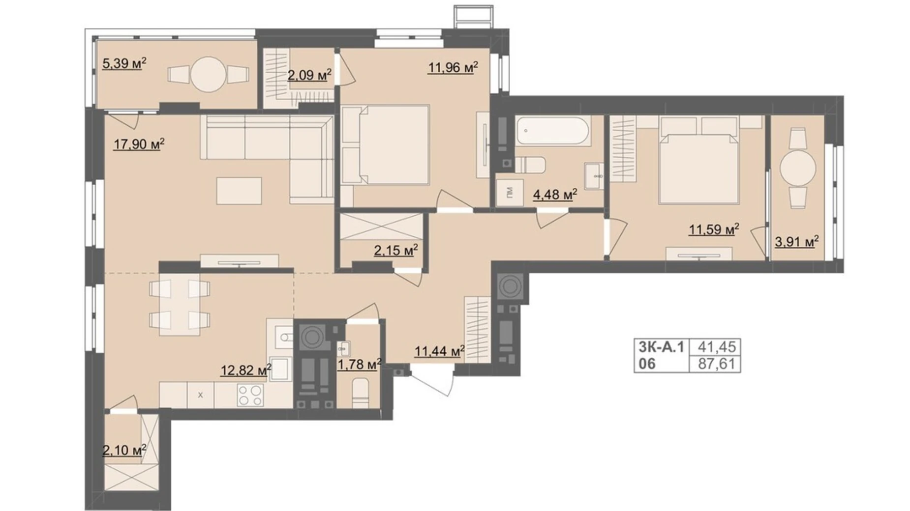 Продается 3-комнатная квартира 87.61 кв. м в Житомире, бул. Тетеревский, 25 - фото 2
