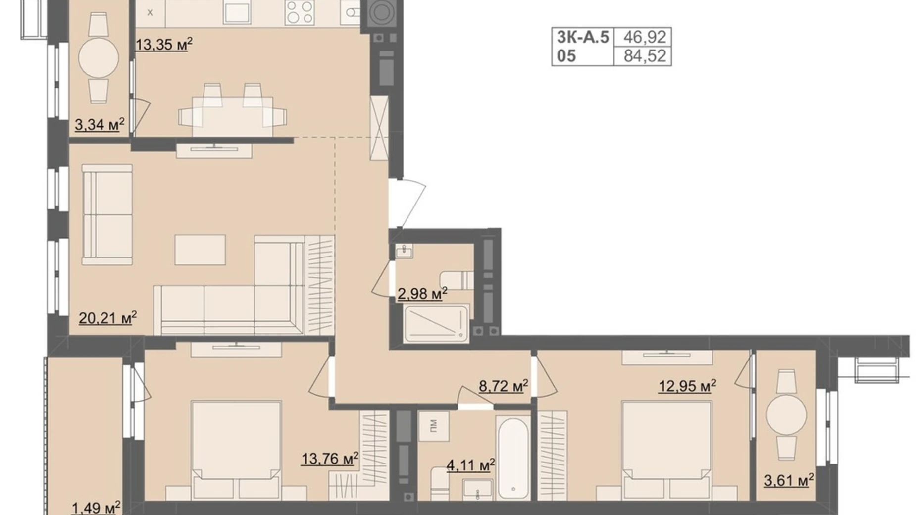 Продается 3-комнатная квартира 83.03 кв. м в Житомире, бул. Тетеревский, 25 - фото 2