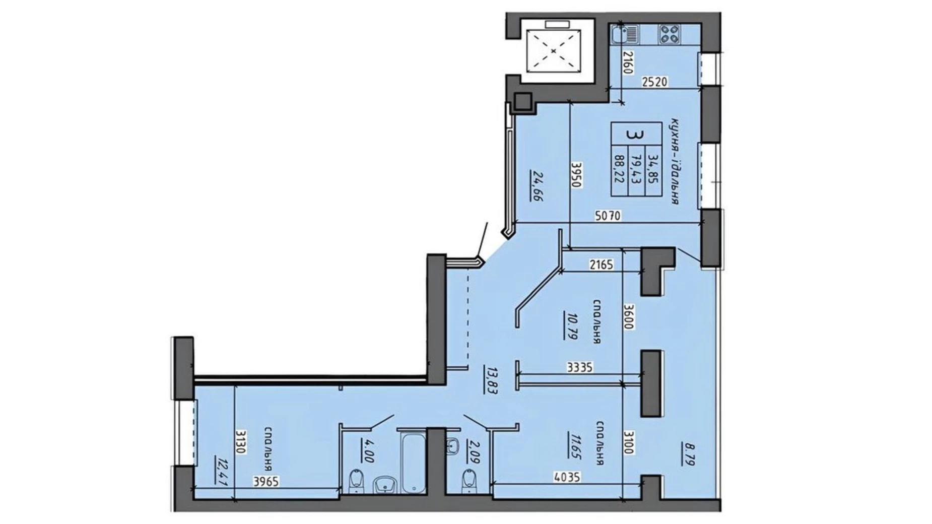 Продается 3-комнатная квартира 88.22 кв. м в Байковцах, пер. Дубовецкий, 5 - фото 2