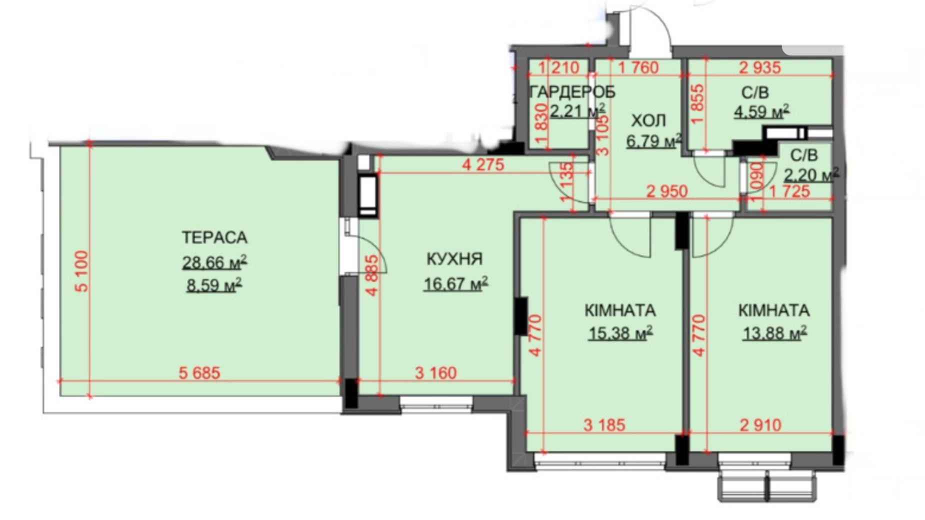 Продається 2-кімнатна квартира 70 кв. м у Бучі, вул. Шевченко